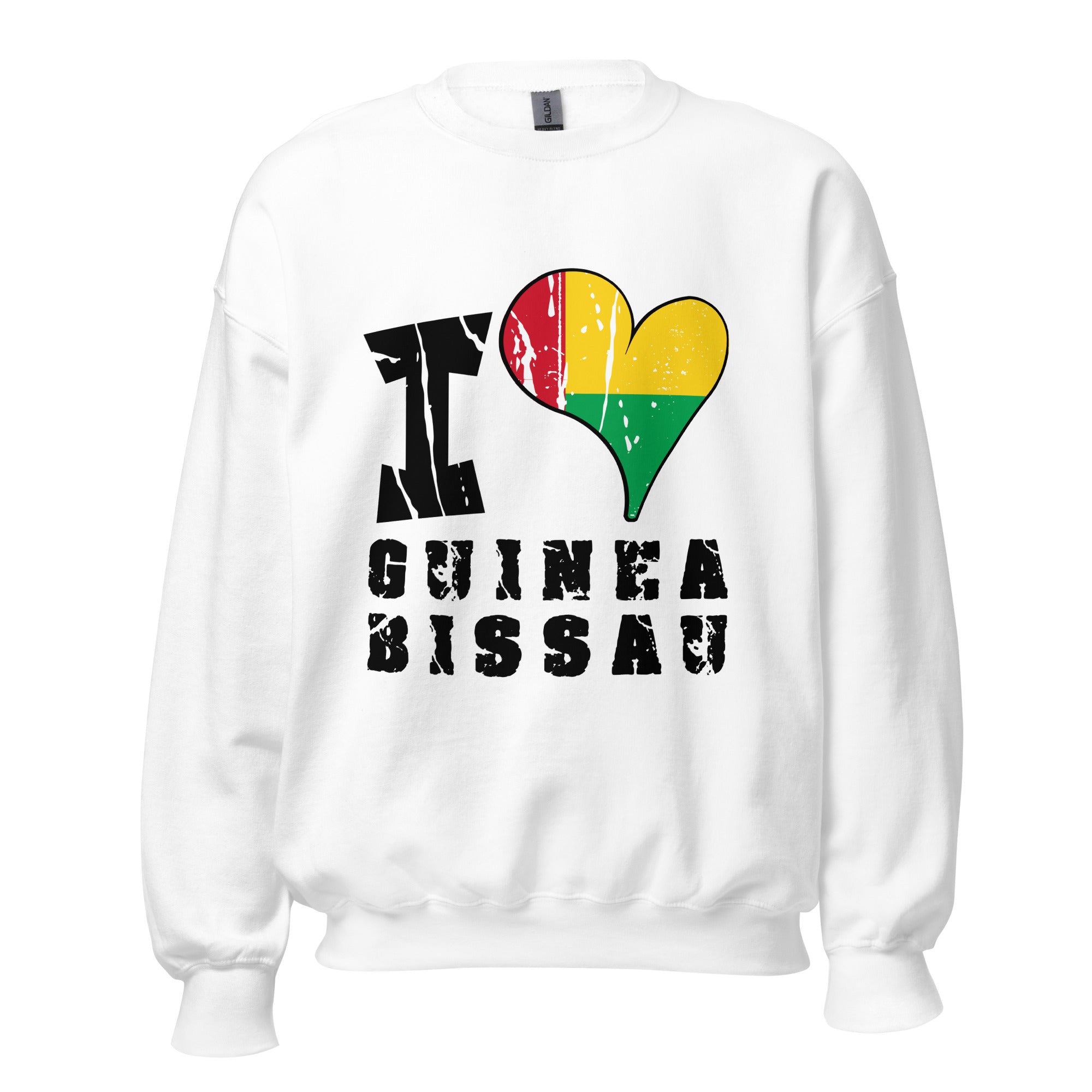 Unisex Sweatshirt - I Love Guinea-Bissau with scratchy flag