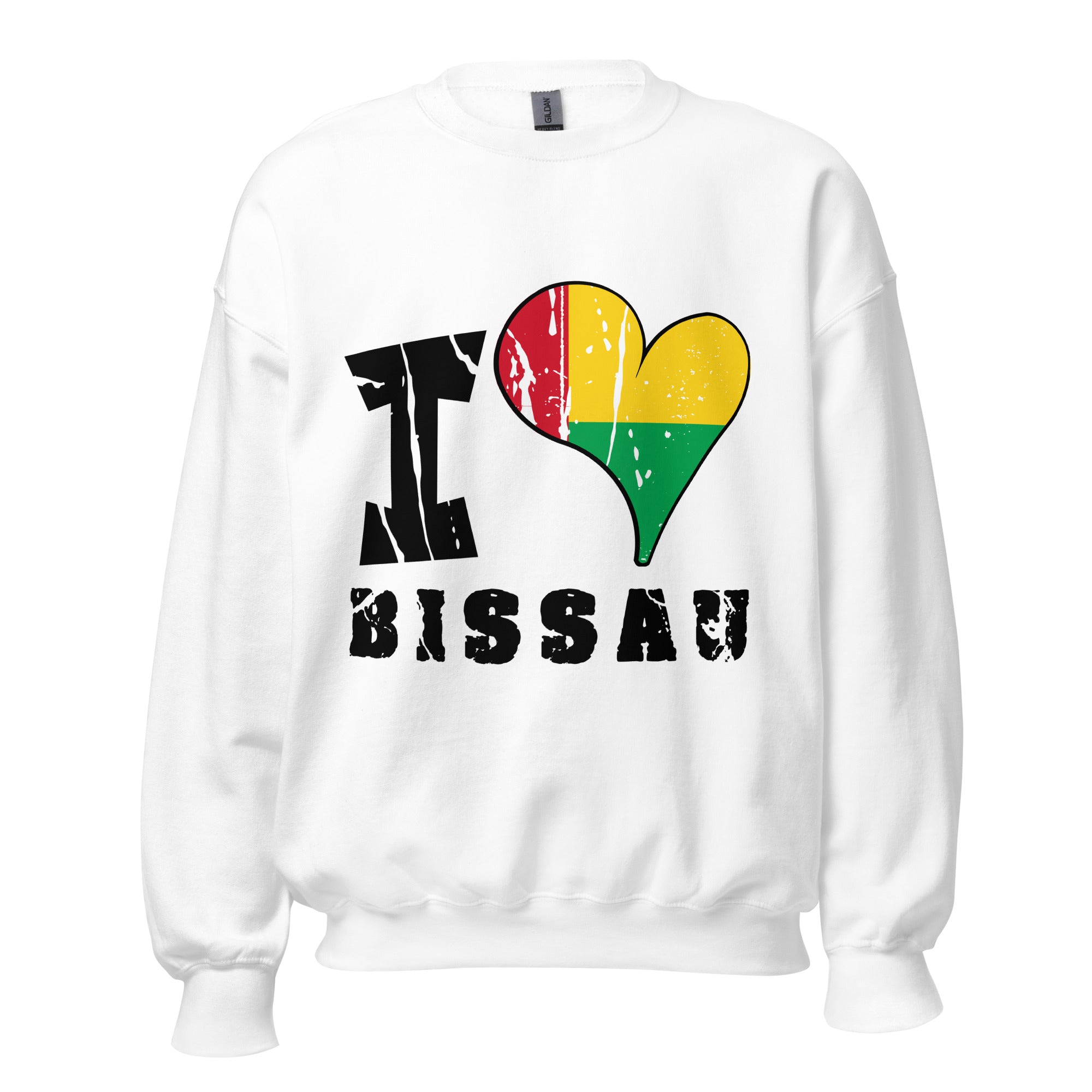 Unisex Sweatshirt - I Love Bissau with scratchy flag