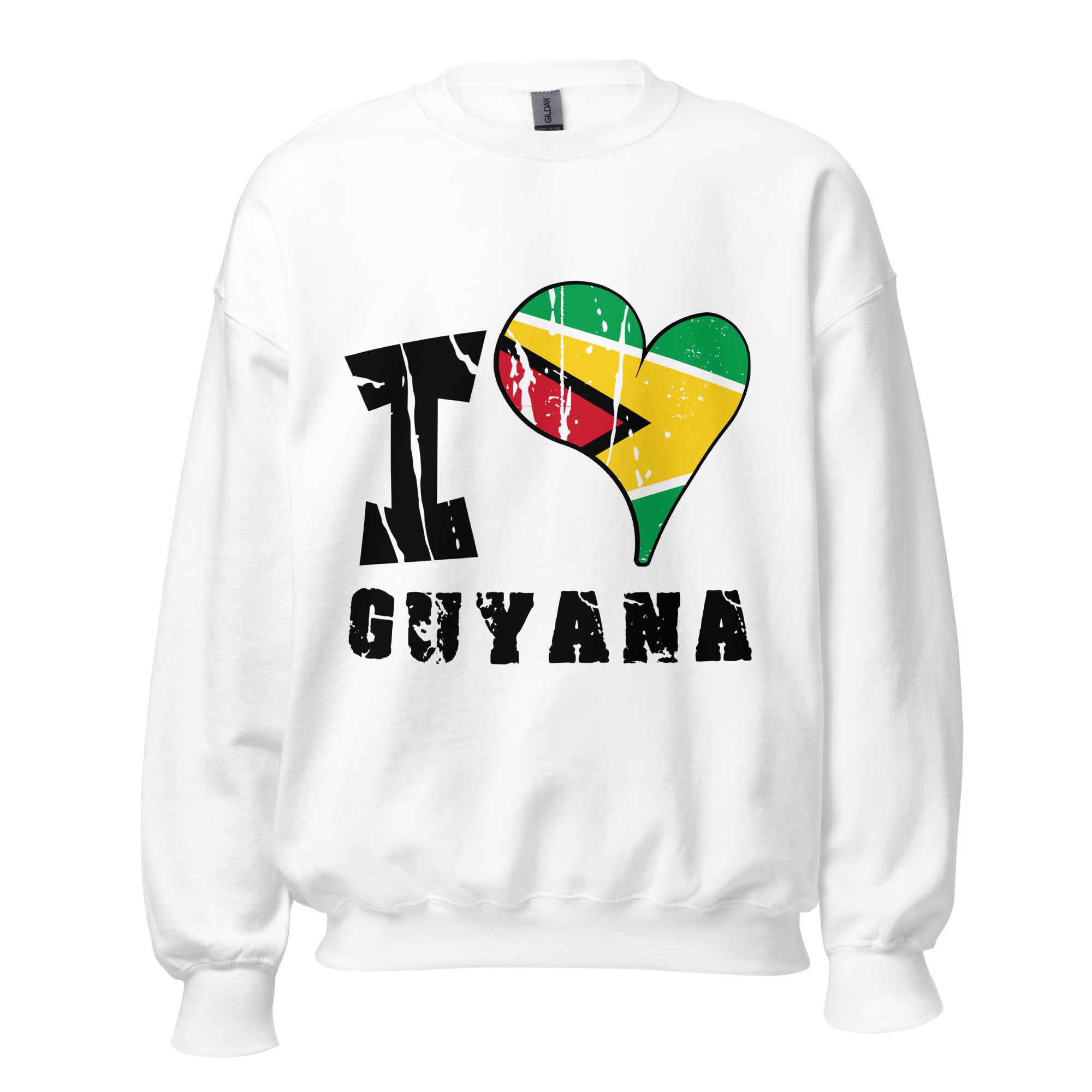 Unisex Sweatshirt - I Love Guyana with scratchy flag