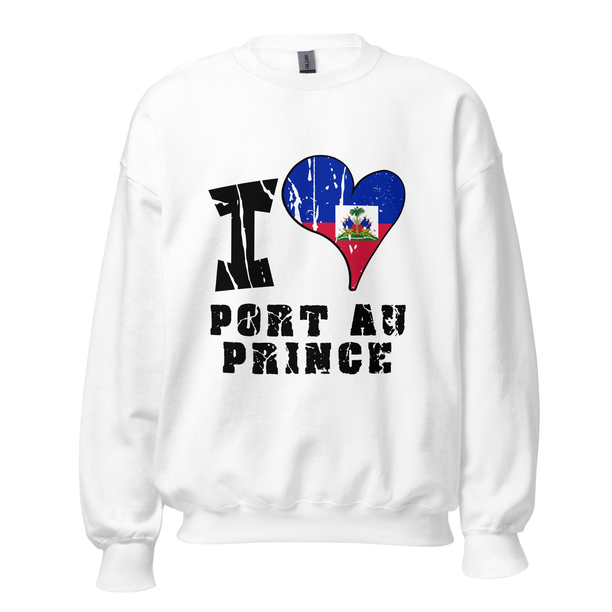 Unisex Sweatshirt - I Love Port-au-Prince with scratchy flag