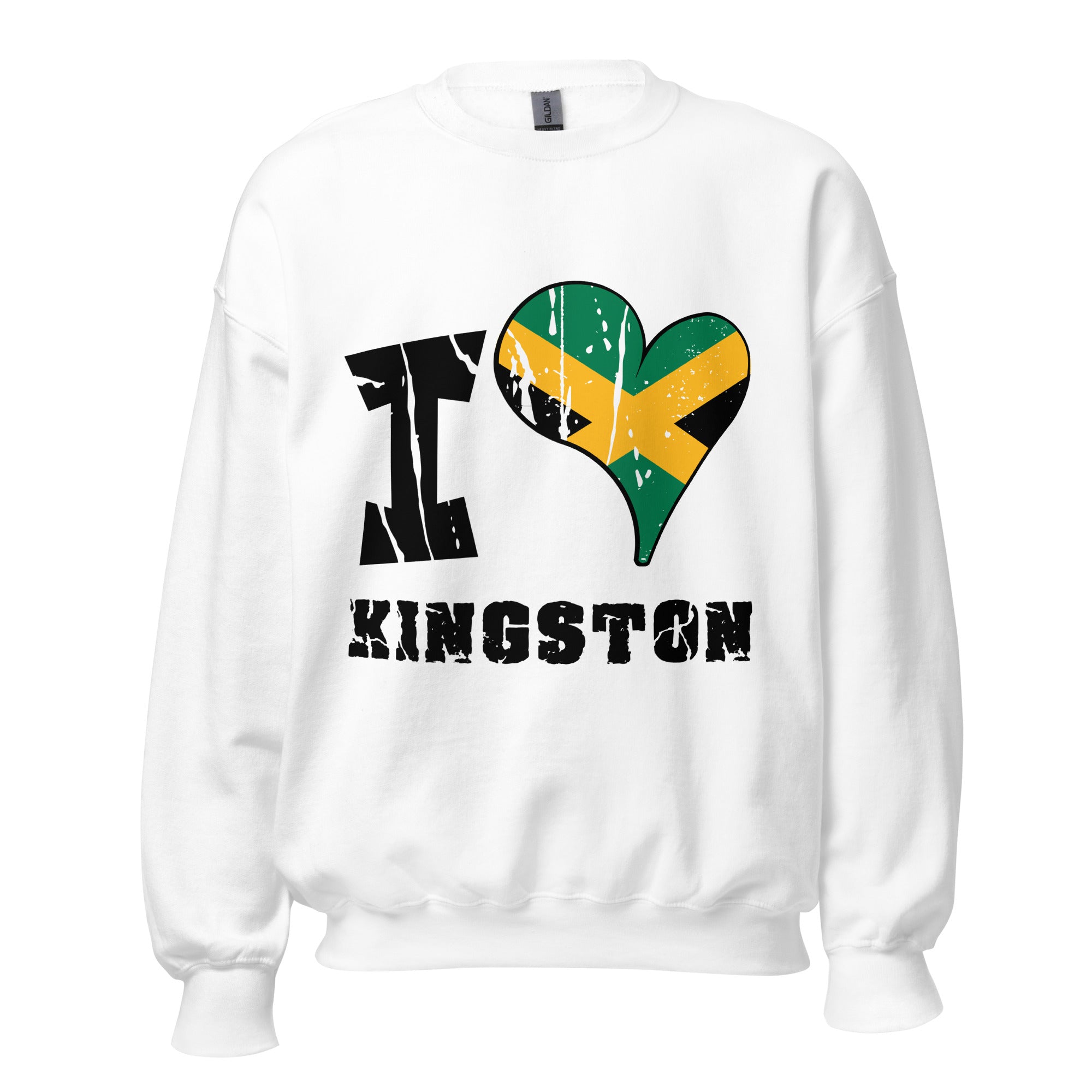 Unisex Sweatshirt - I Love Kingston with scratchy flag