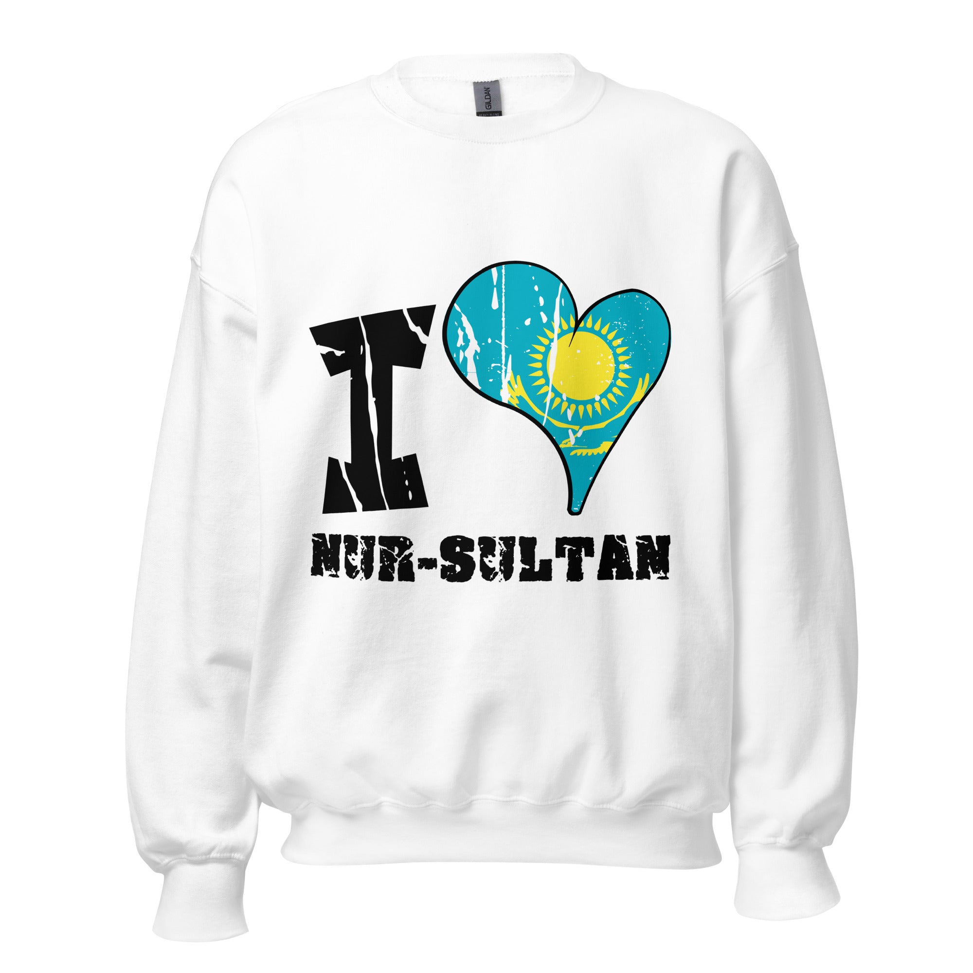 Unisex Sweatshirt - I Love Nur-Sultan with scratchy flag