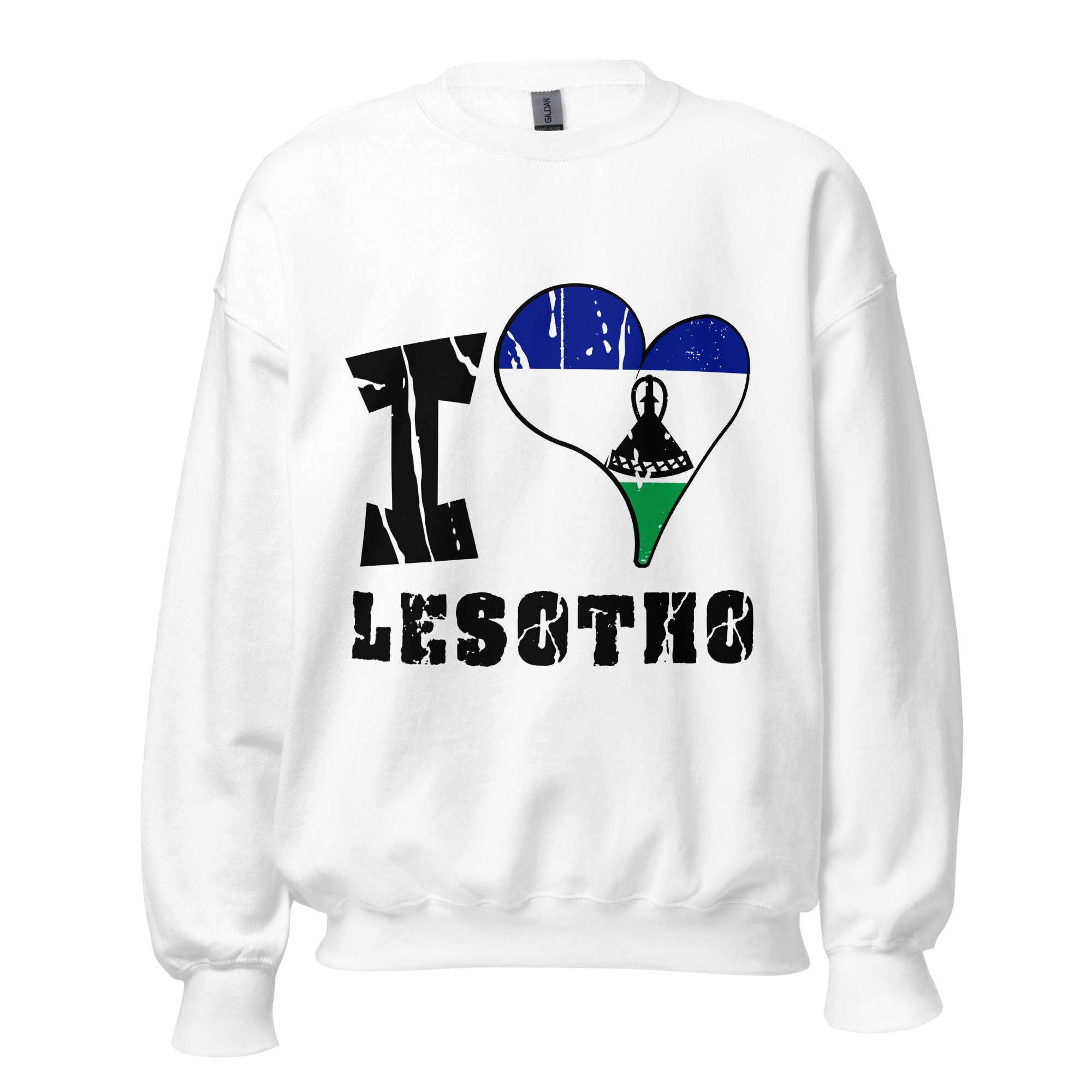 Unisex Sweatshirt - I Love Lesotho with scratchy flag