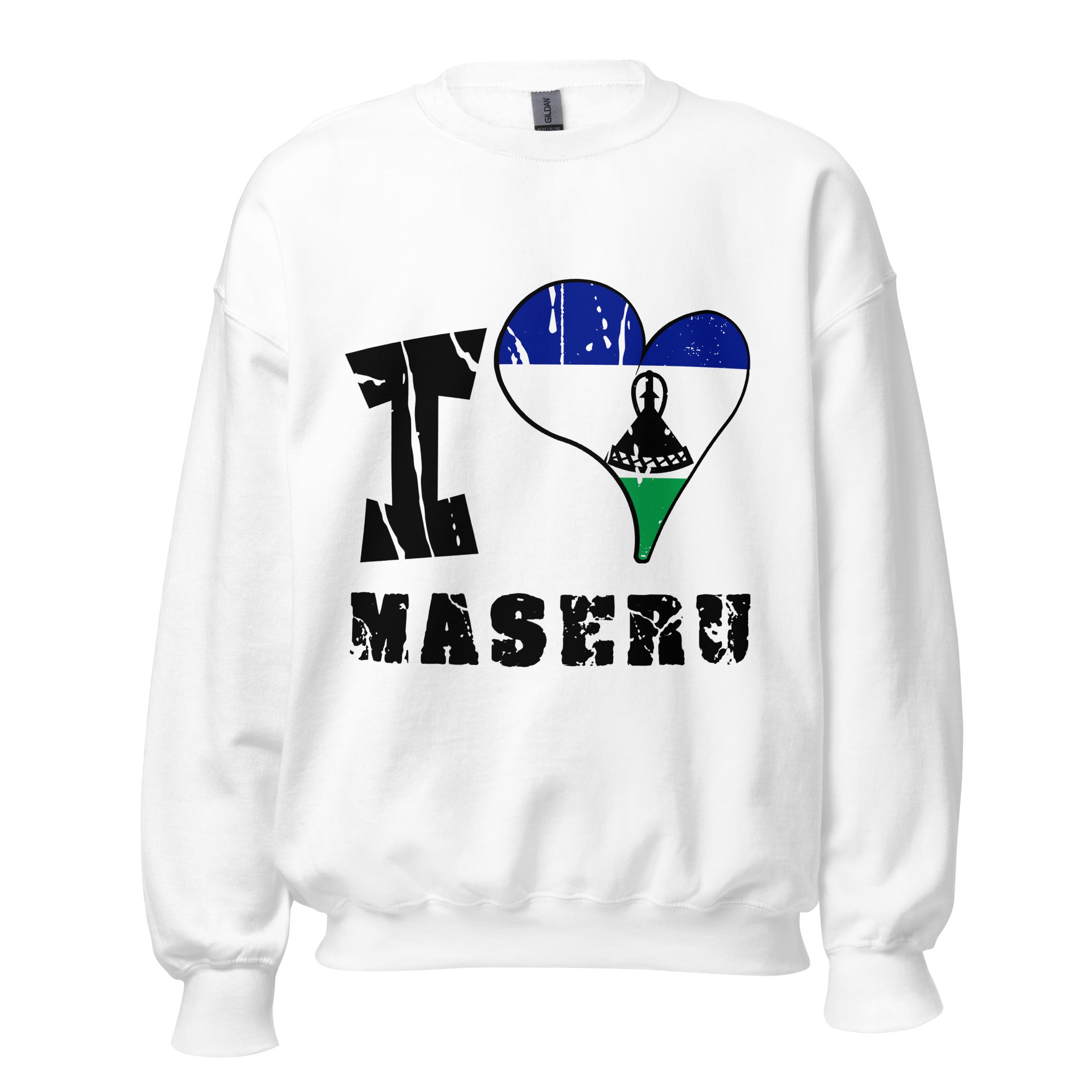 Unisex Sweatshirt - I Love Maseru with scratchy flag