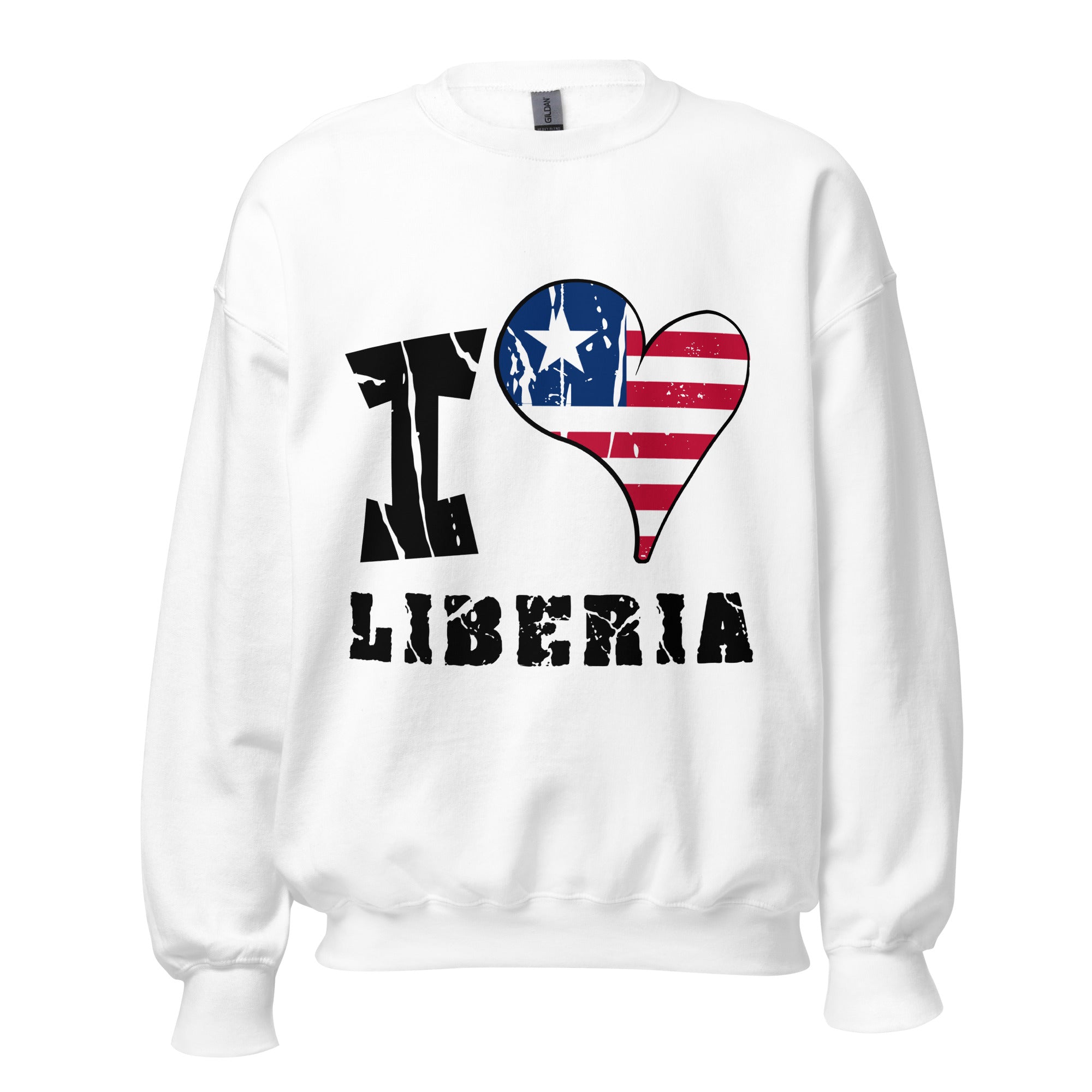 Unisex Sweatshirt - I Love Liberia with scratchy flag