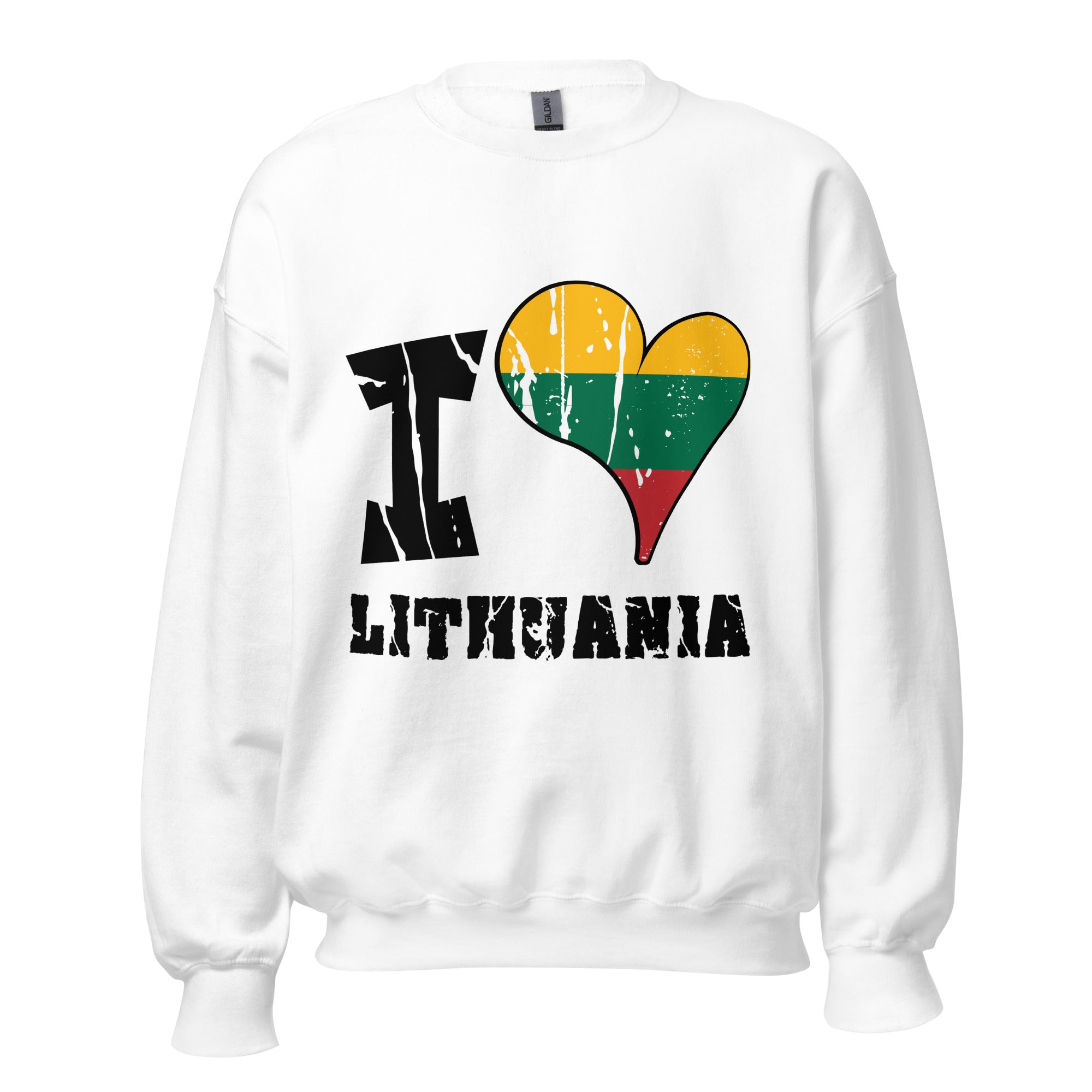 Unisex Sweatshirt - I Love Lithuania with scratchy flag