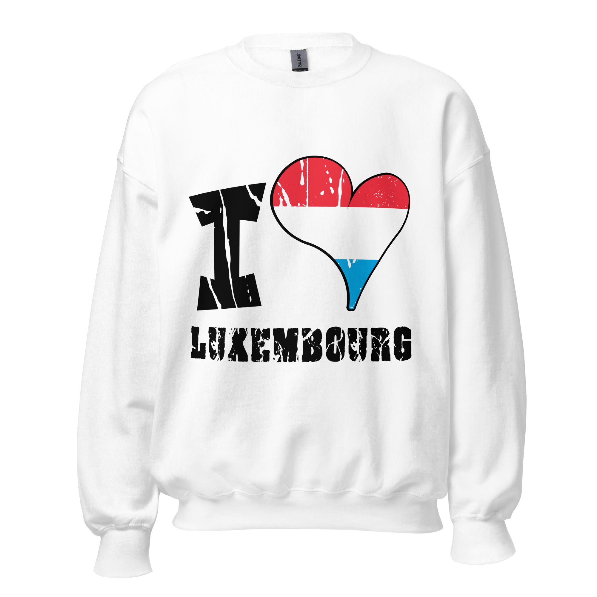 Unisex Sweatshirt - I Love Luxembourg with scratchy flag