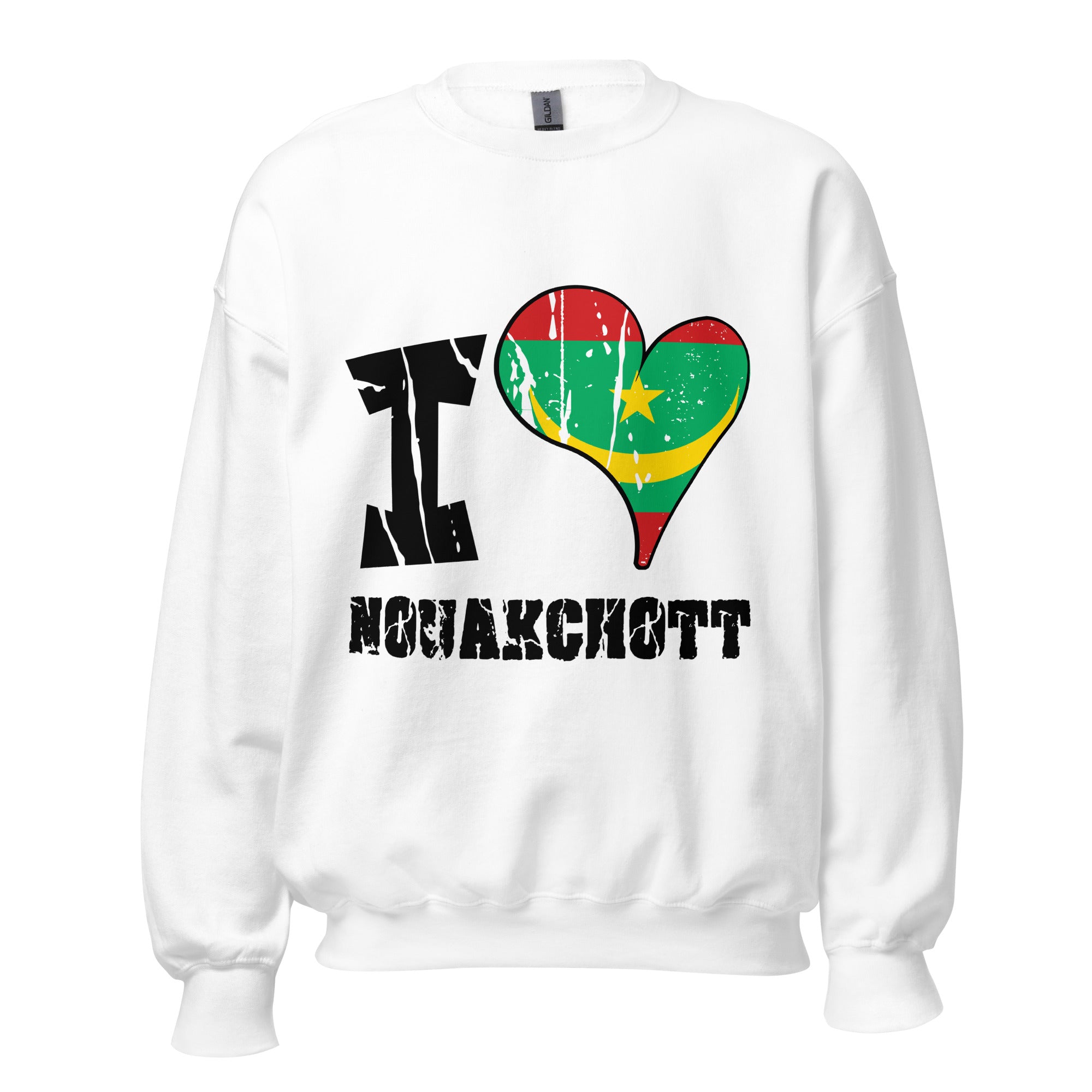 Unisex Sweatshirt - I Love Nouakchott with scratchy flag