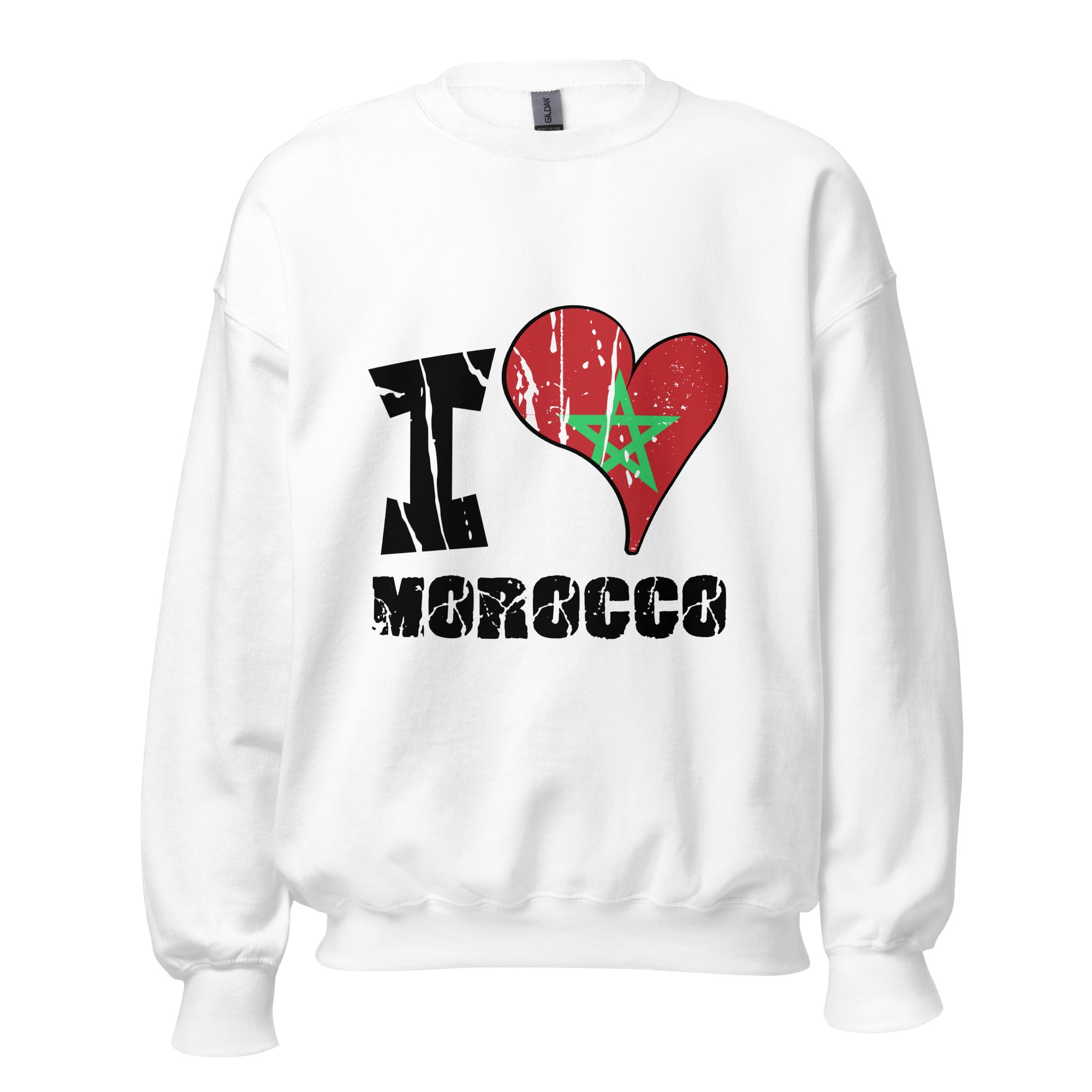 Unisex Sweatshirt - I Love Morocco with scratchy flag