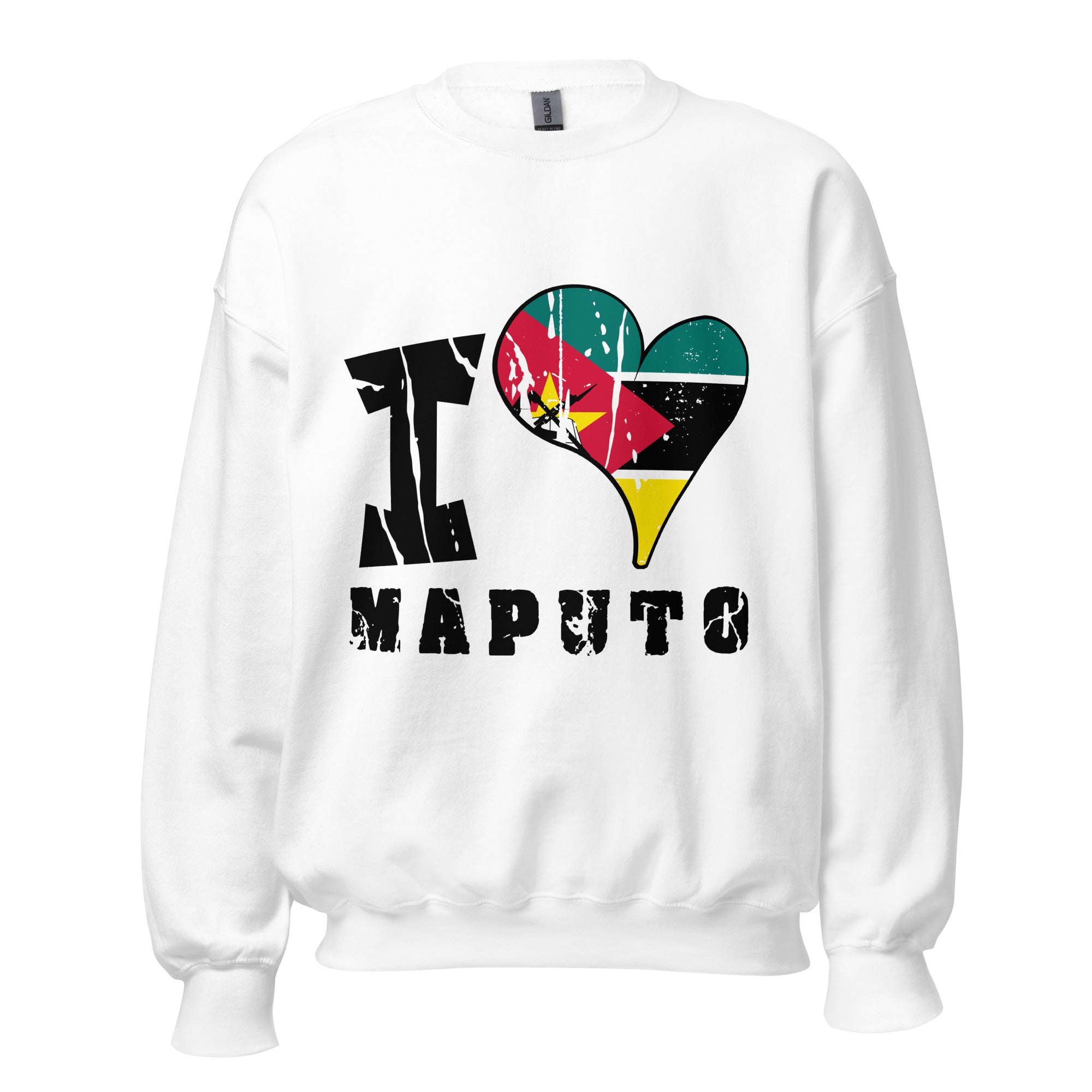 Unisex Sweatshirt - I Love Maputo with scratchy flag