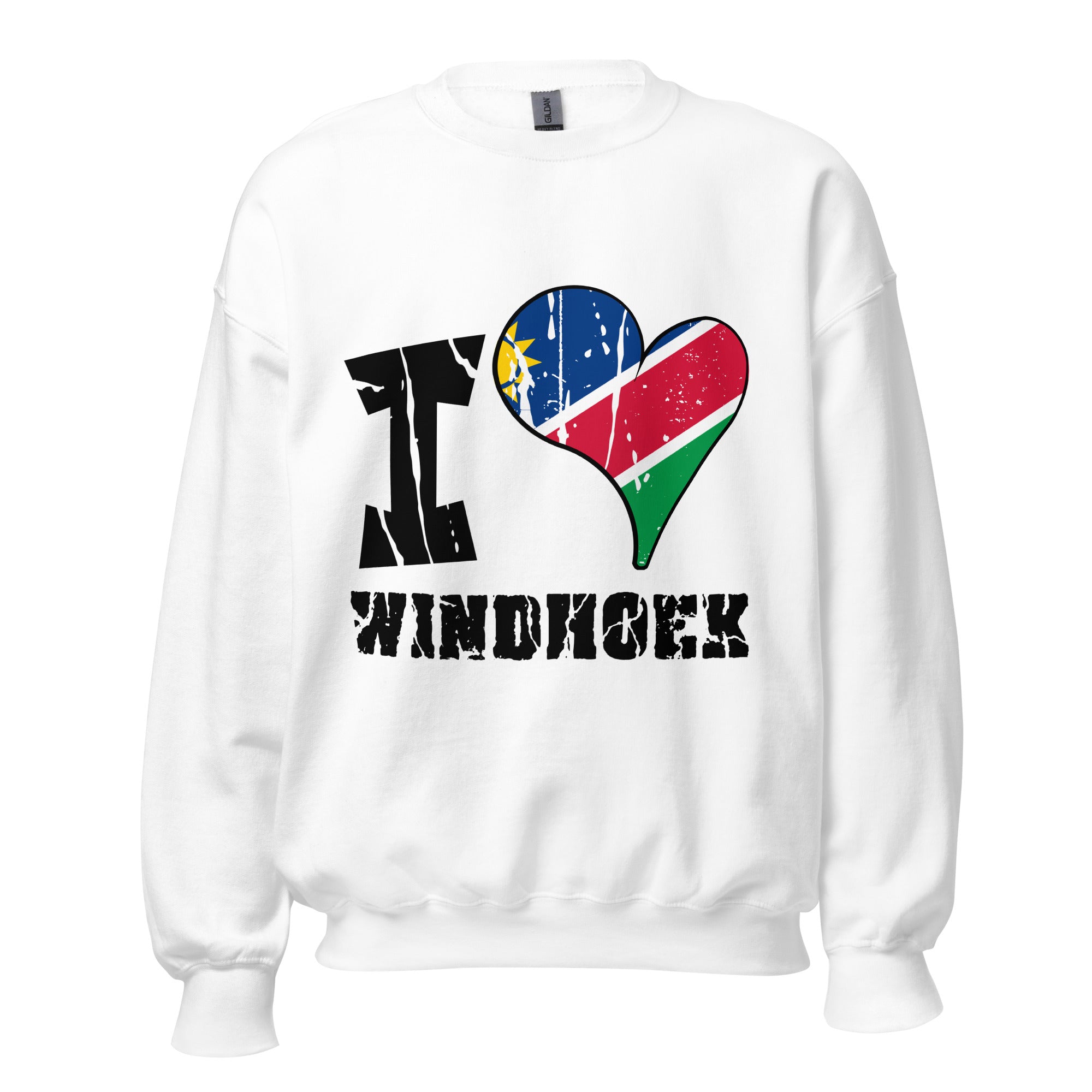 Unisex Sweatshirt - I Love Windhoek with scratchy flag