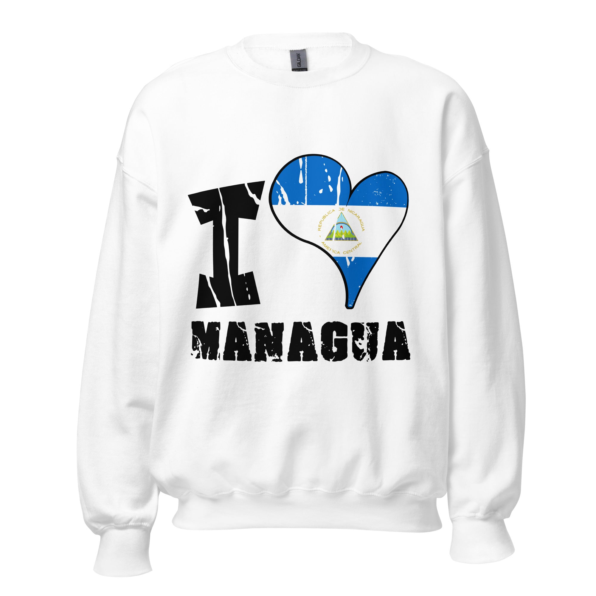 Unisex Sweatshirt - I Love Managua with scratchy flag