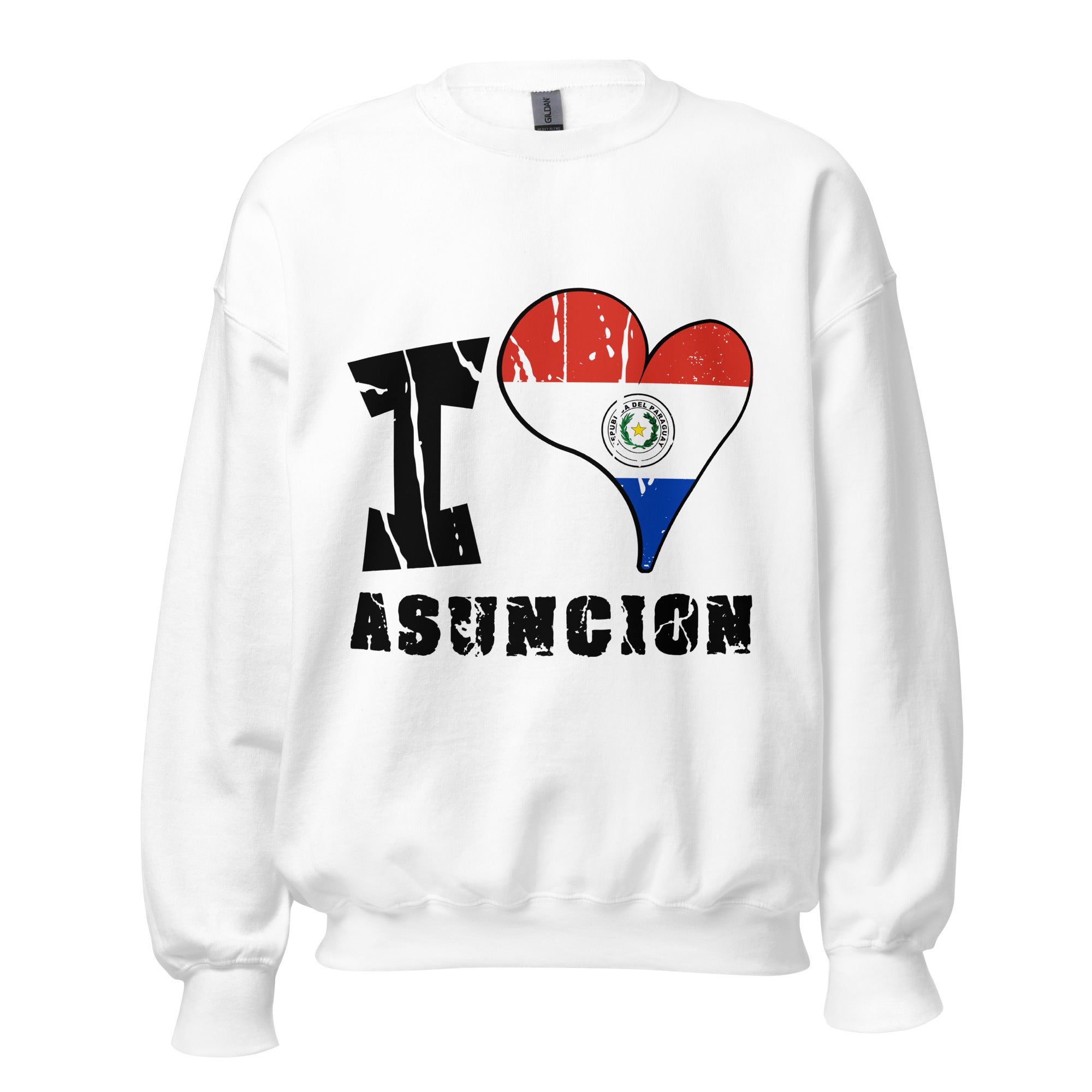 Unisex Sweatshirt - I Love Asunción with scratchy flag