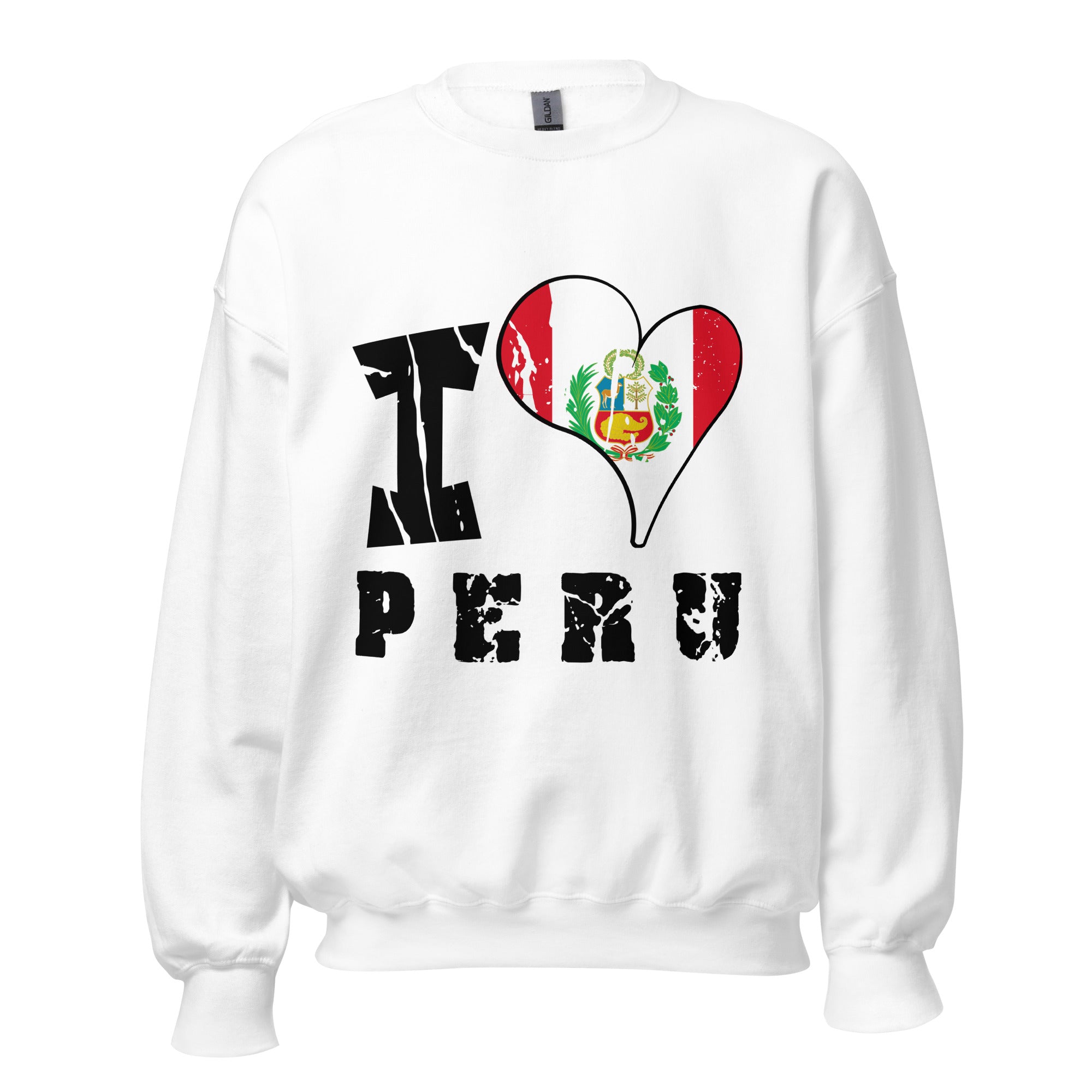 Unisex Sweatshirt - I Love Peru with scratchy flag