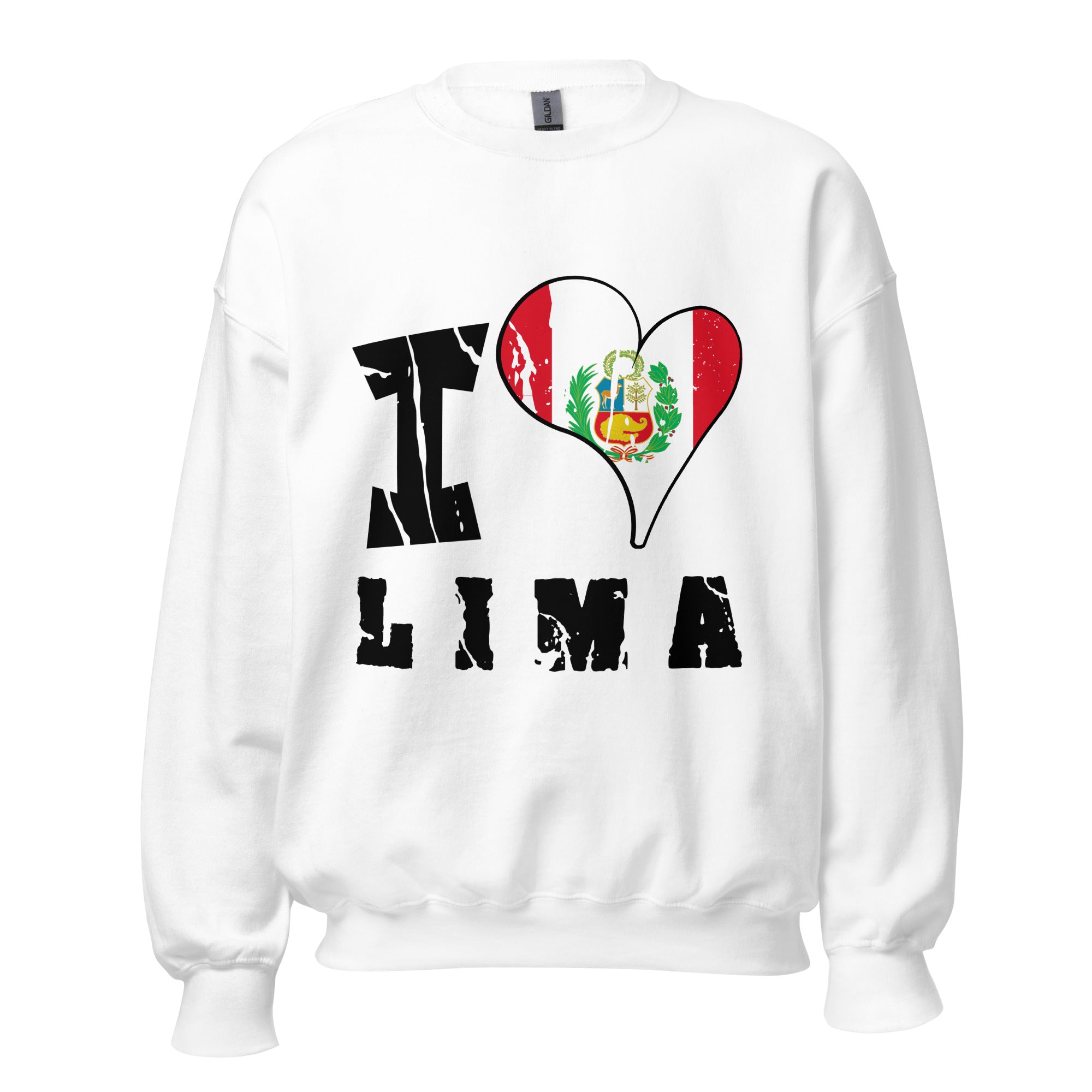 Unisex Sweatshirt - I Love Lima with scratchy flag