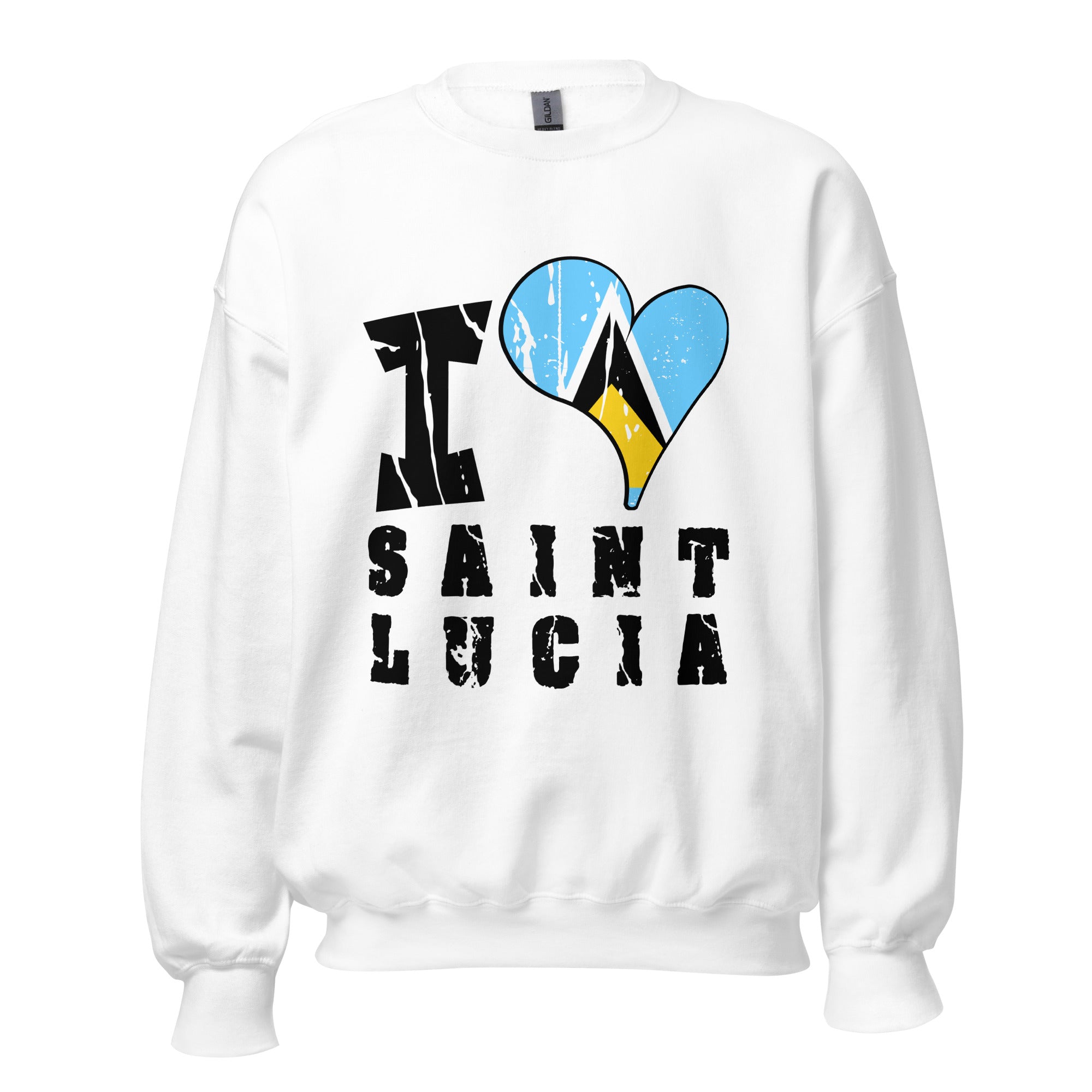 Unisex Sweatshirt - I Love Saint Lucia with scratchy flag