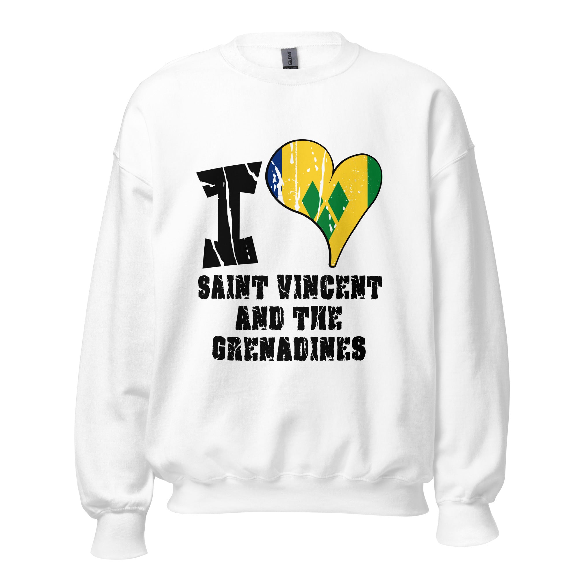 Unisex Sweatshirt - I Love Saint Vincent and the Grenadines with scratchy flag