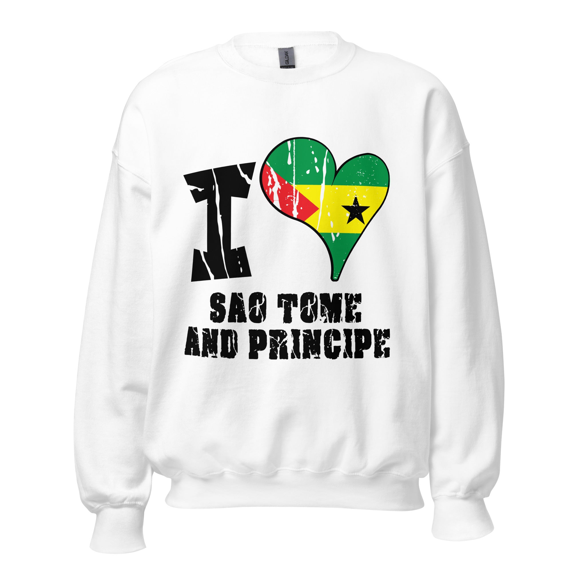 Unisex Sweatshirt - I Love São Tomé and Príncipe with scratchy flag