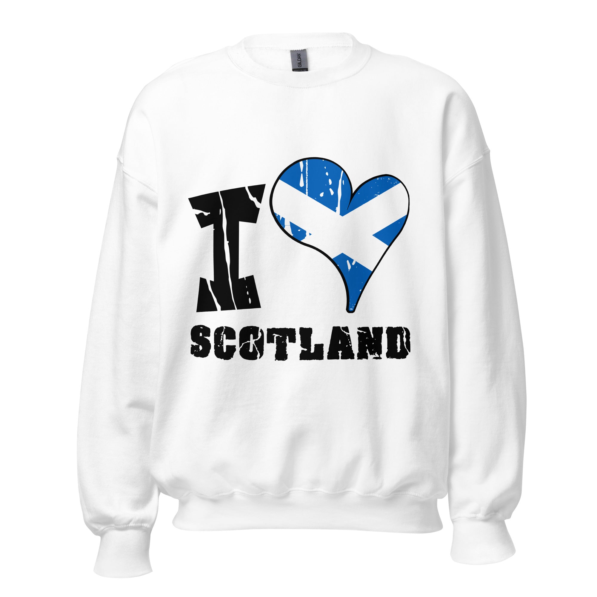 Unisex Sweatshirt - I Love Scotland with scratchy flag