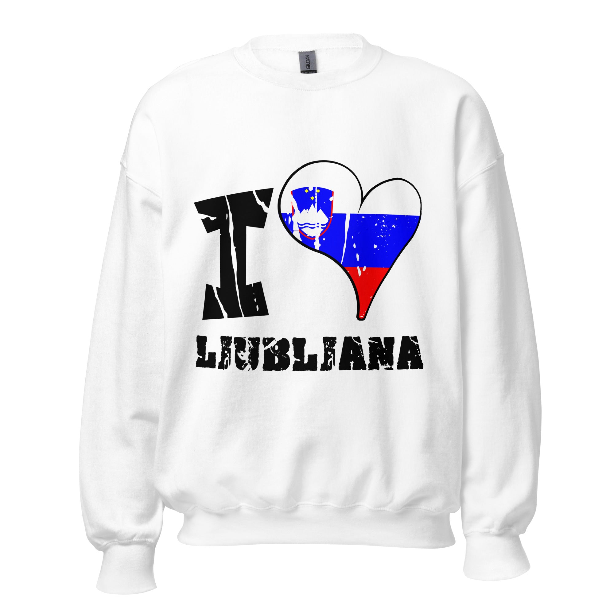 Unisex Sweatshirt - I Love Ljubljana with scratchy flag