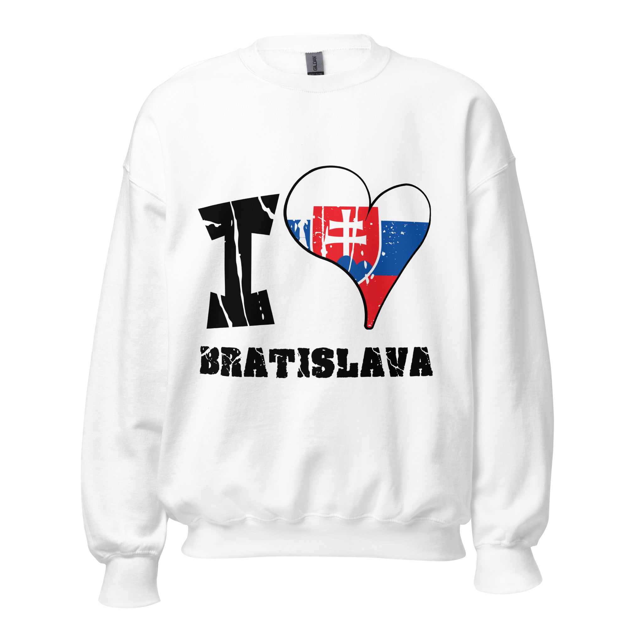 Unisex Sweatshirt - I Love Bratislava with scratchy flag