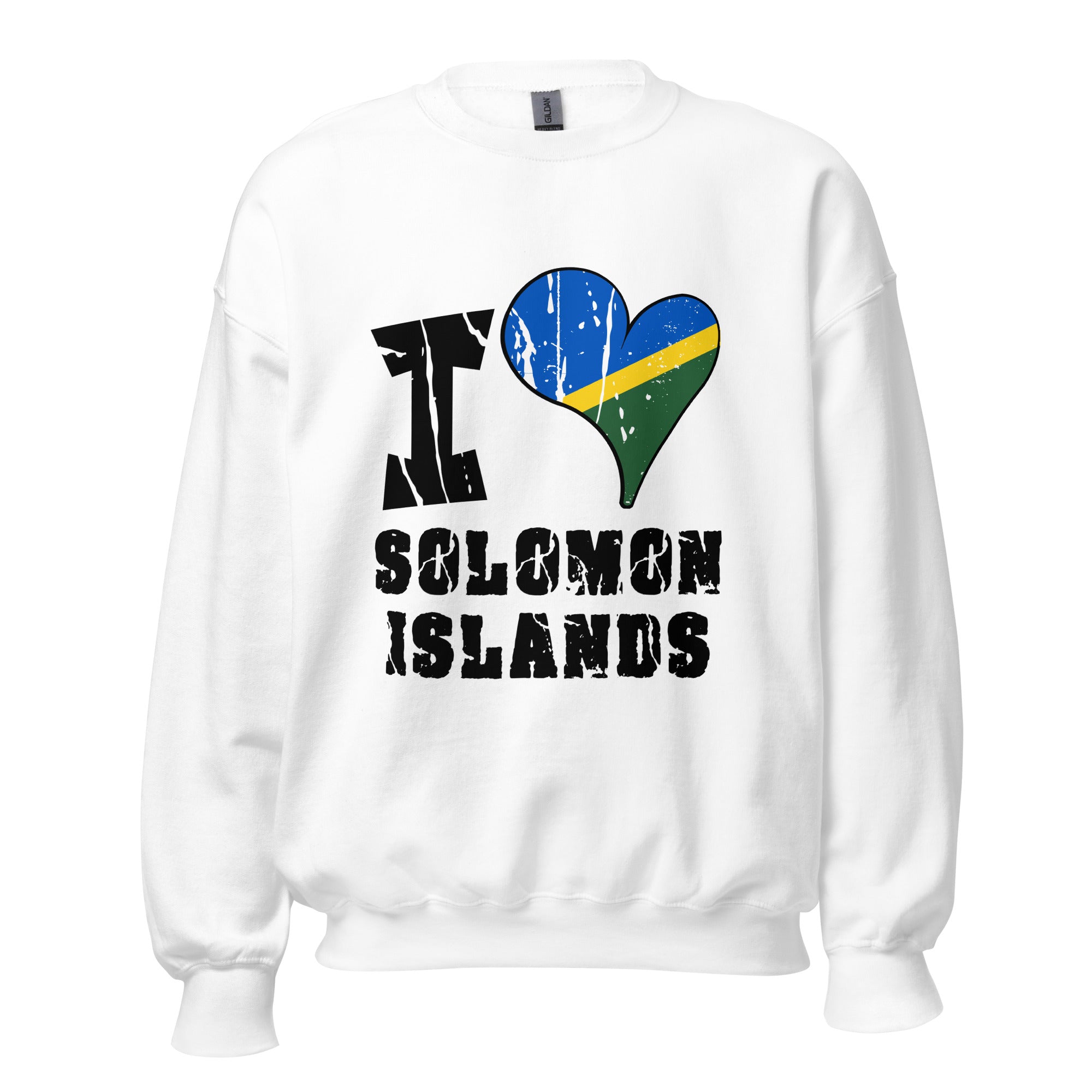 Unisex Sweatshirt - I Love Solomon Islands with scratchy flag