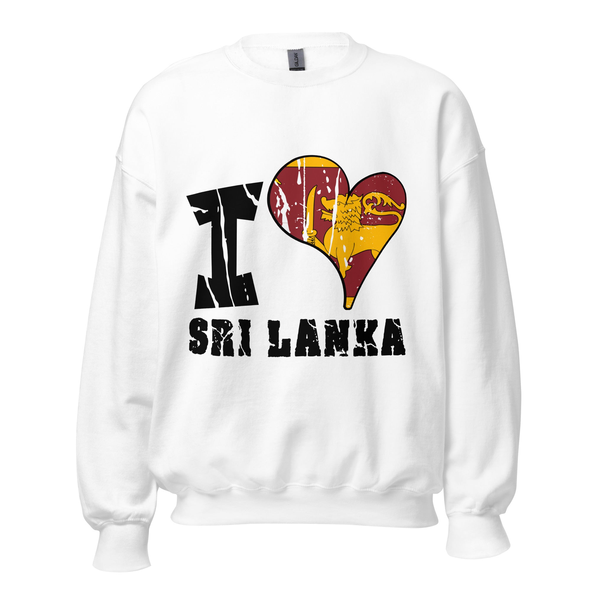 Unisex Sweatshirt - I Love Sri Lanka with scratchy flag