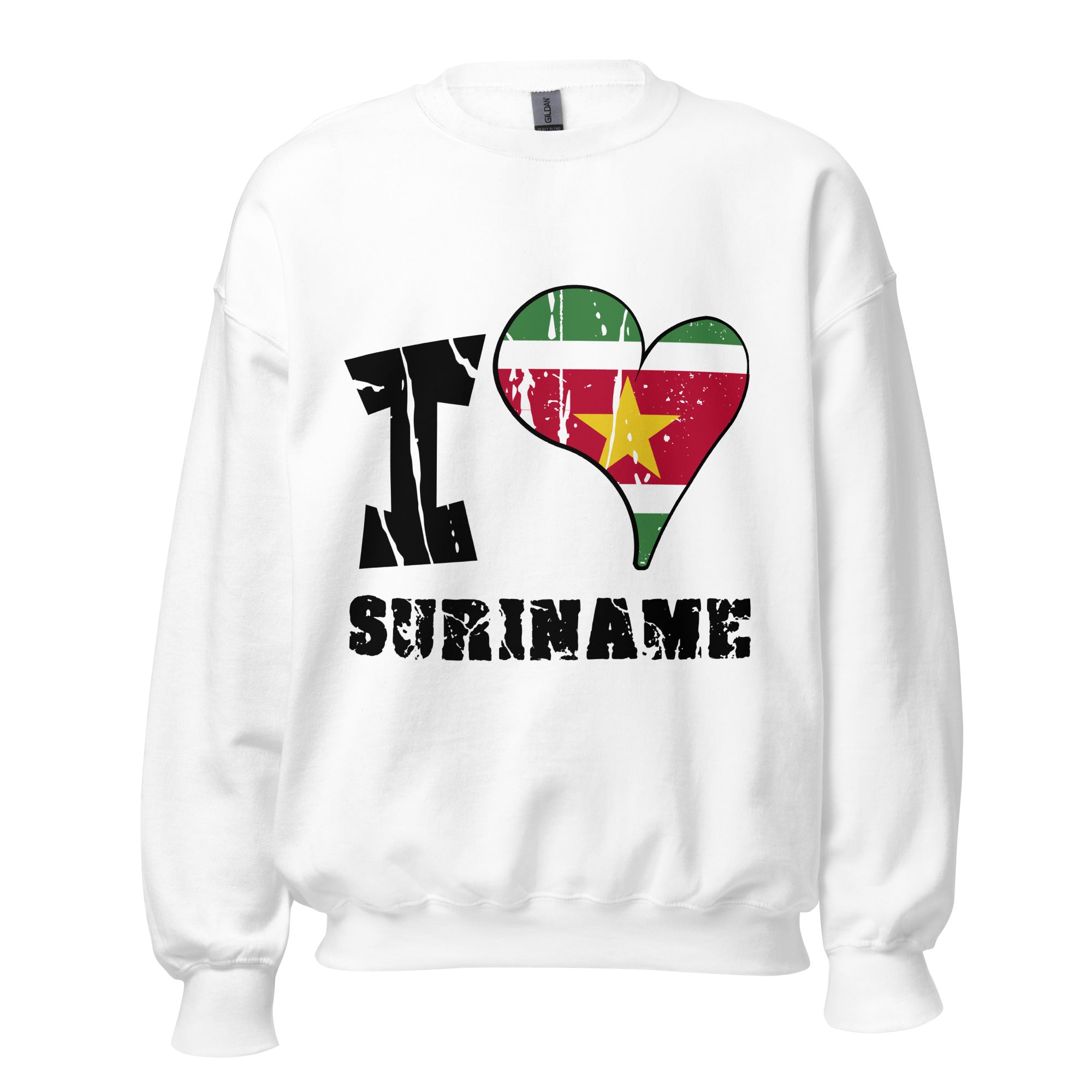 Unisex Sweatshirt - I Love Suriname with scratchy flag