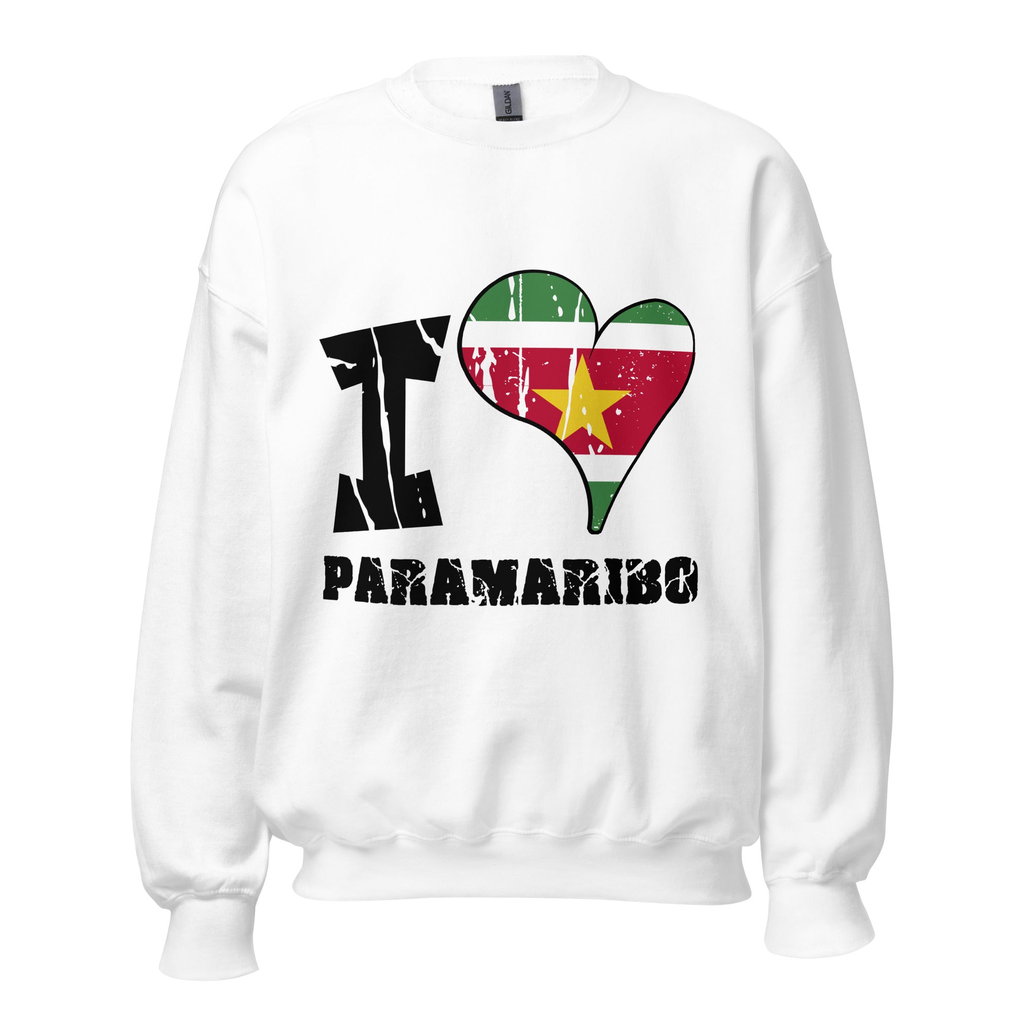 Unisex Sweatshirt - I Love Paramaribo with scratchy flag