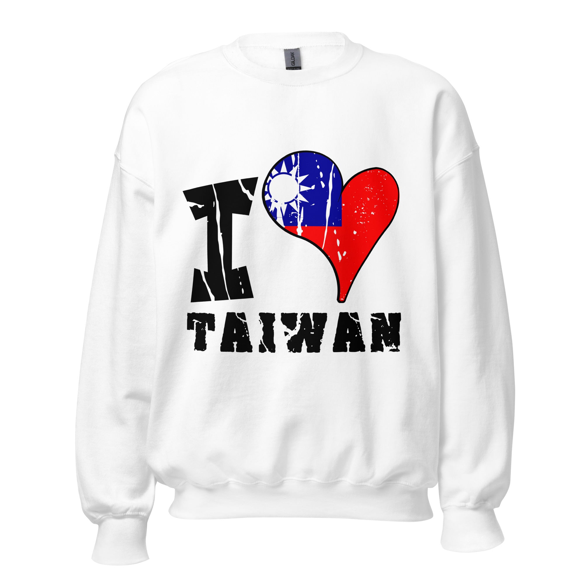 Unisex Sweatshirt - I Love Taiwan with scratchy flag