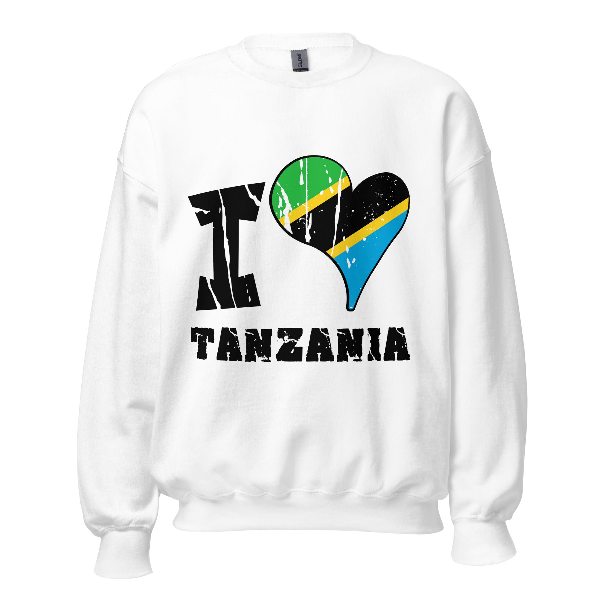 Unisex Sweatshirt - I Love Tanzania with scratchy flag