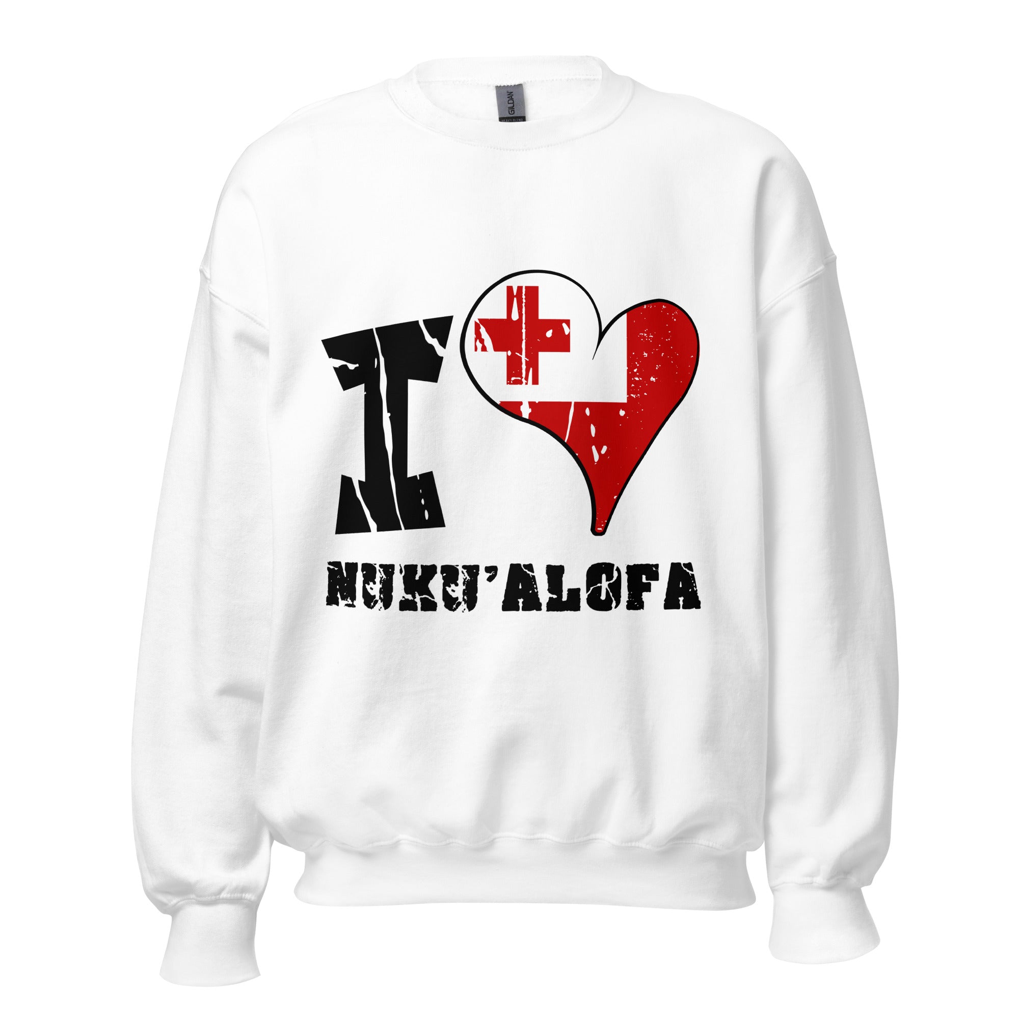 Unisex Sweatshirt - I Love Nuku'alofa with scratchy flag