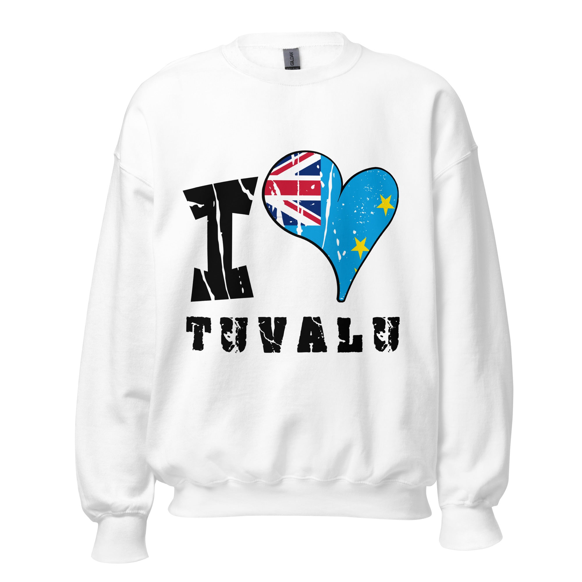 Unisex Sweatshirt - I Love Tuvalu with scratchy flag