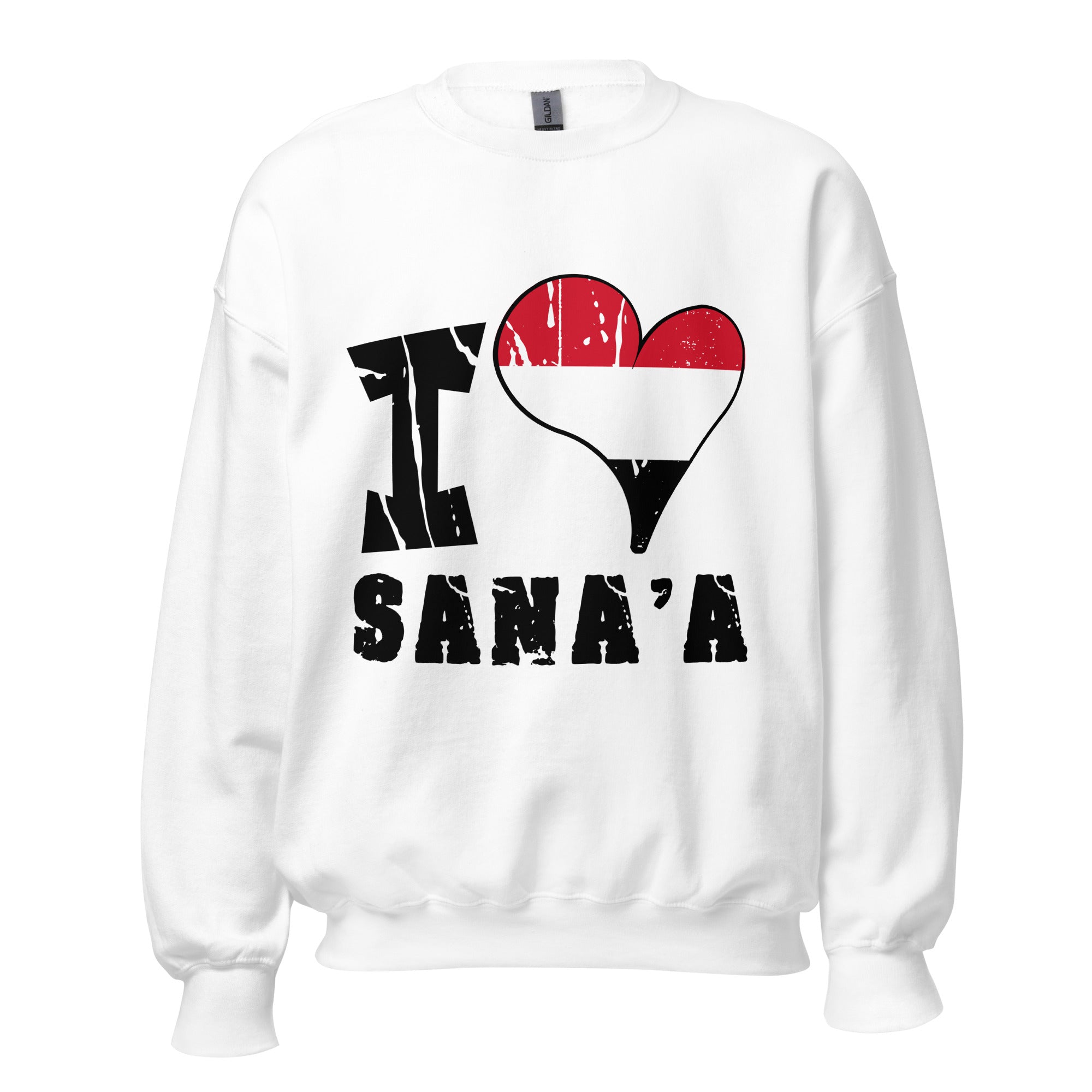 Unisex Sweatshirt - I Love Sana_a with scratchy flag