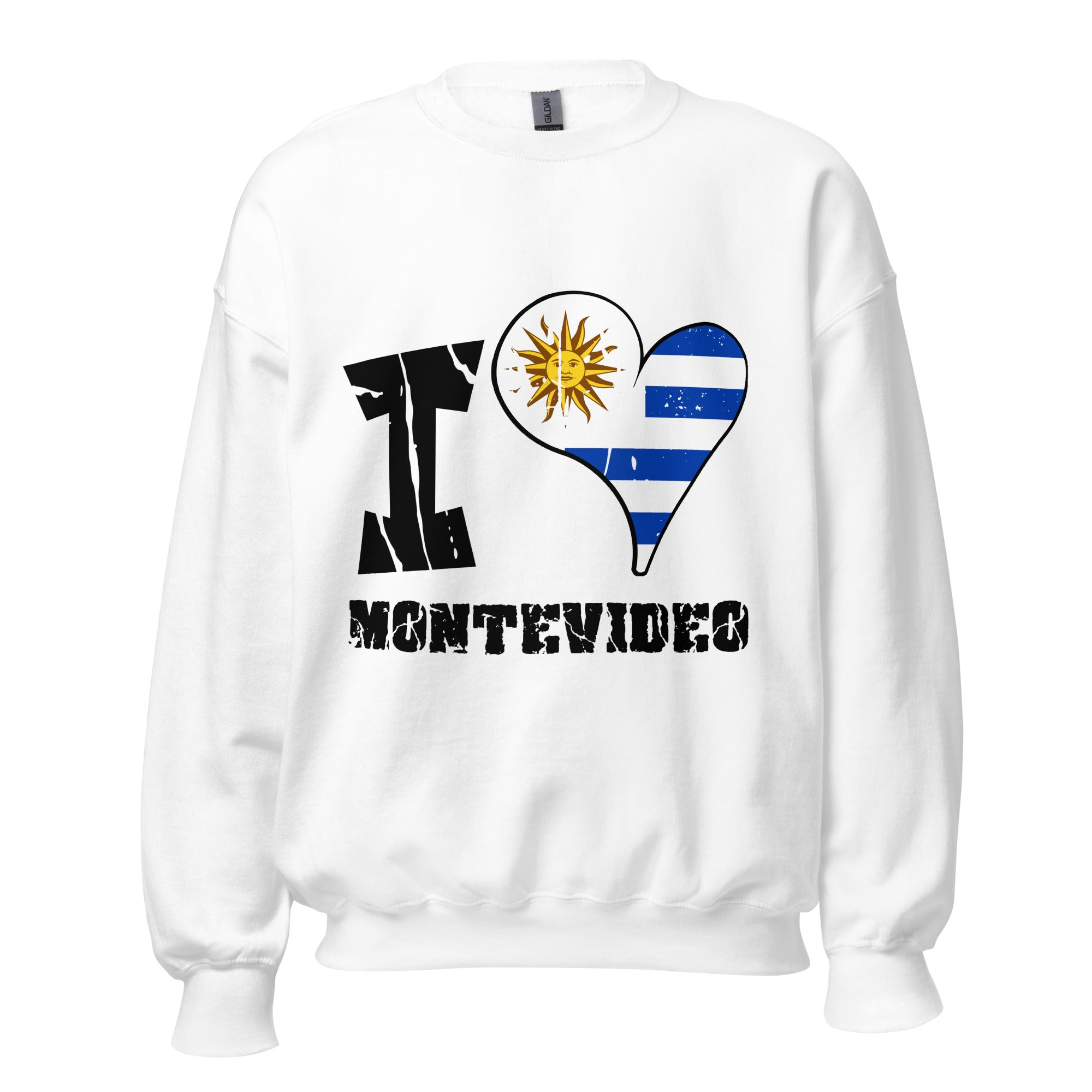 Unisex Sweatshirt - I Love Montevideo with scratchy flag