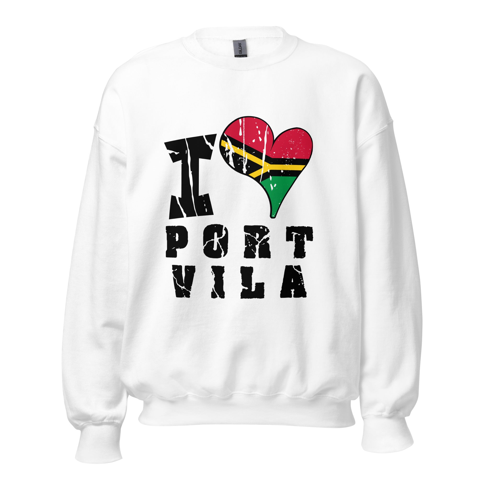 Unisex Sweatshirt - I Love Port Vila with scratchy flag