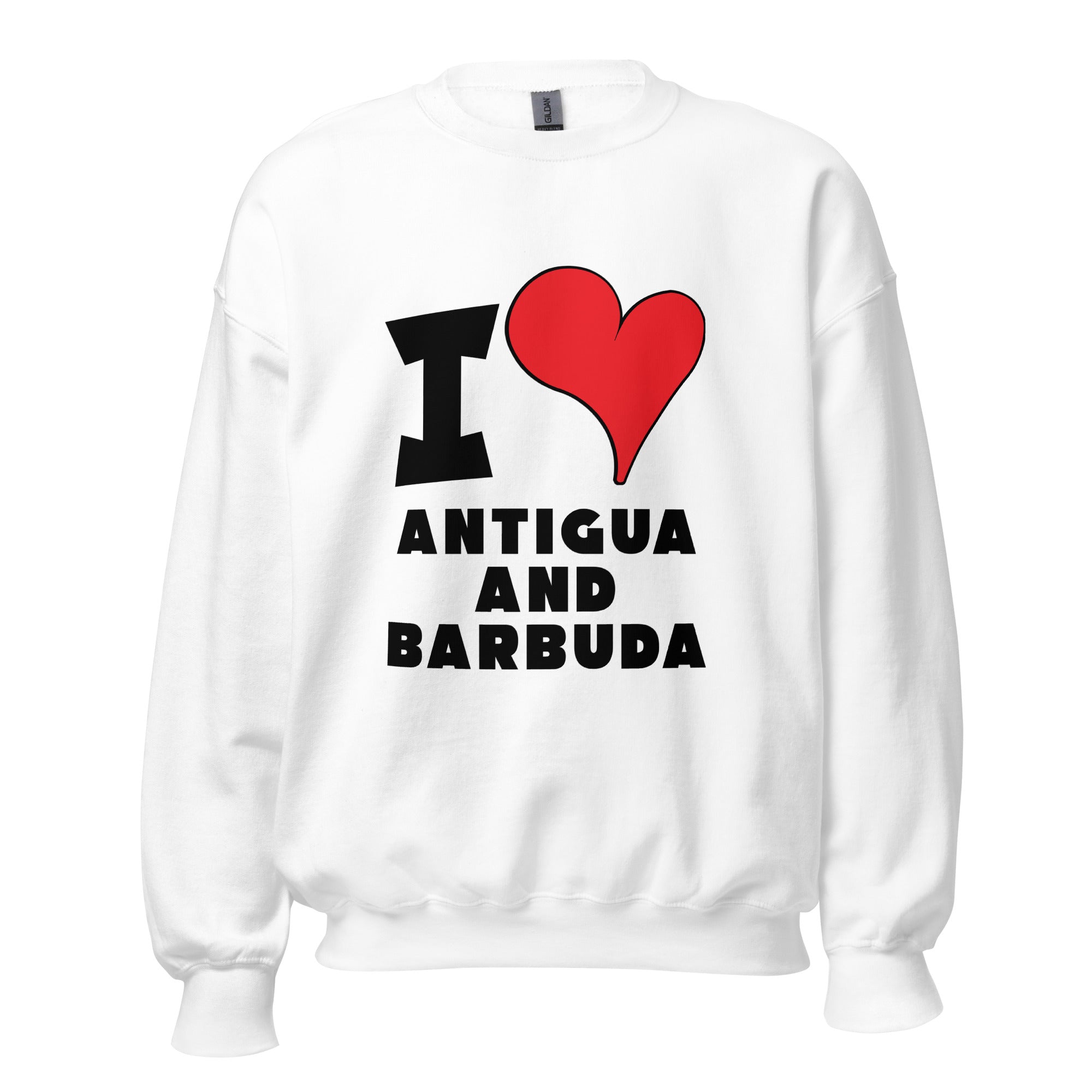 Unisex Sweatshirt - I Love Antigua and Barbuda Red