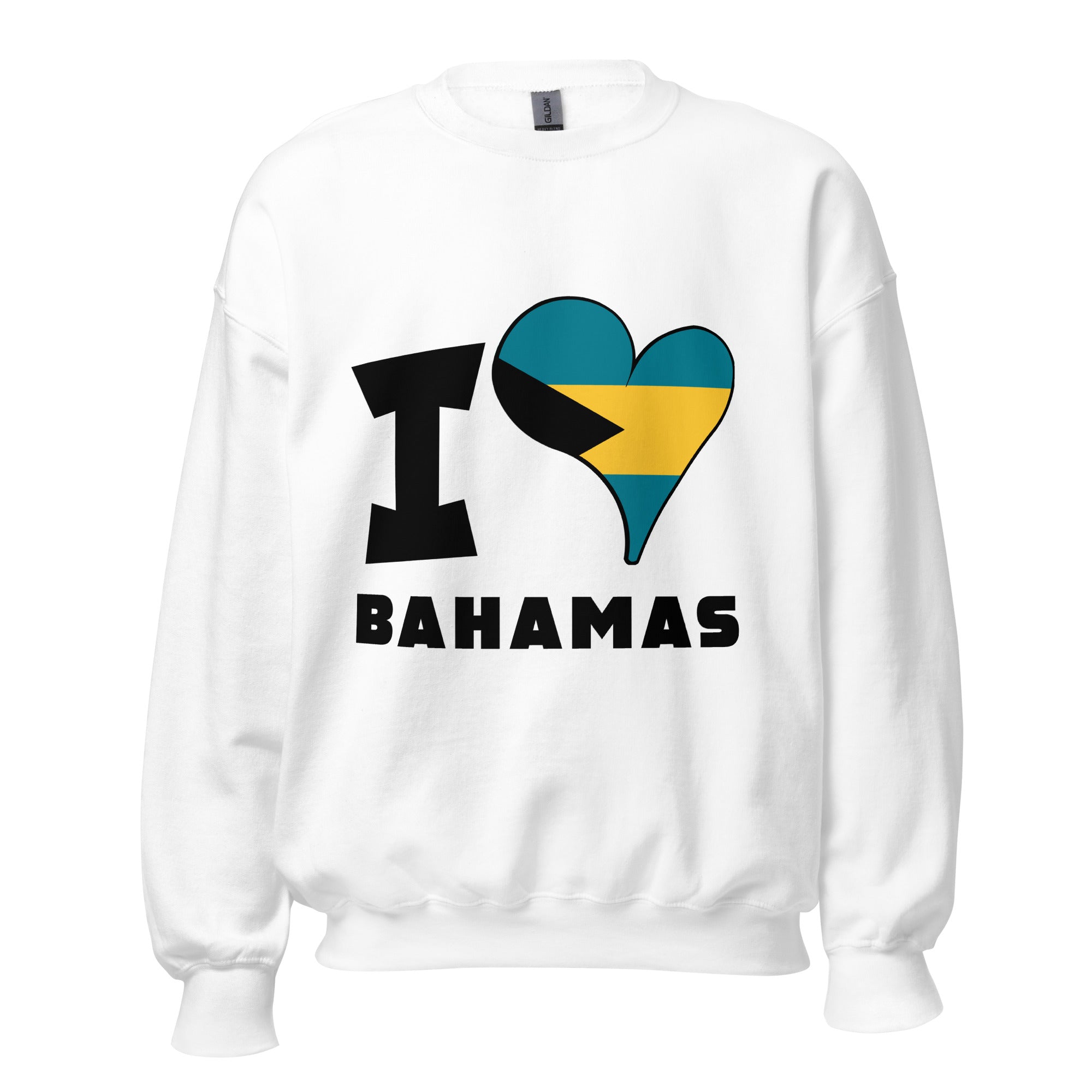 Unisex Sweatshirt - I Love Bahamas Flag