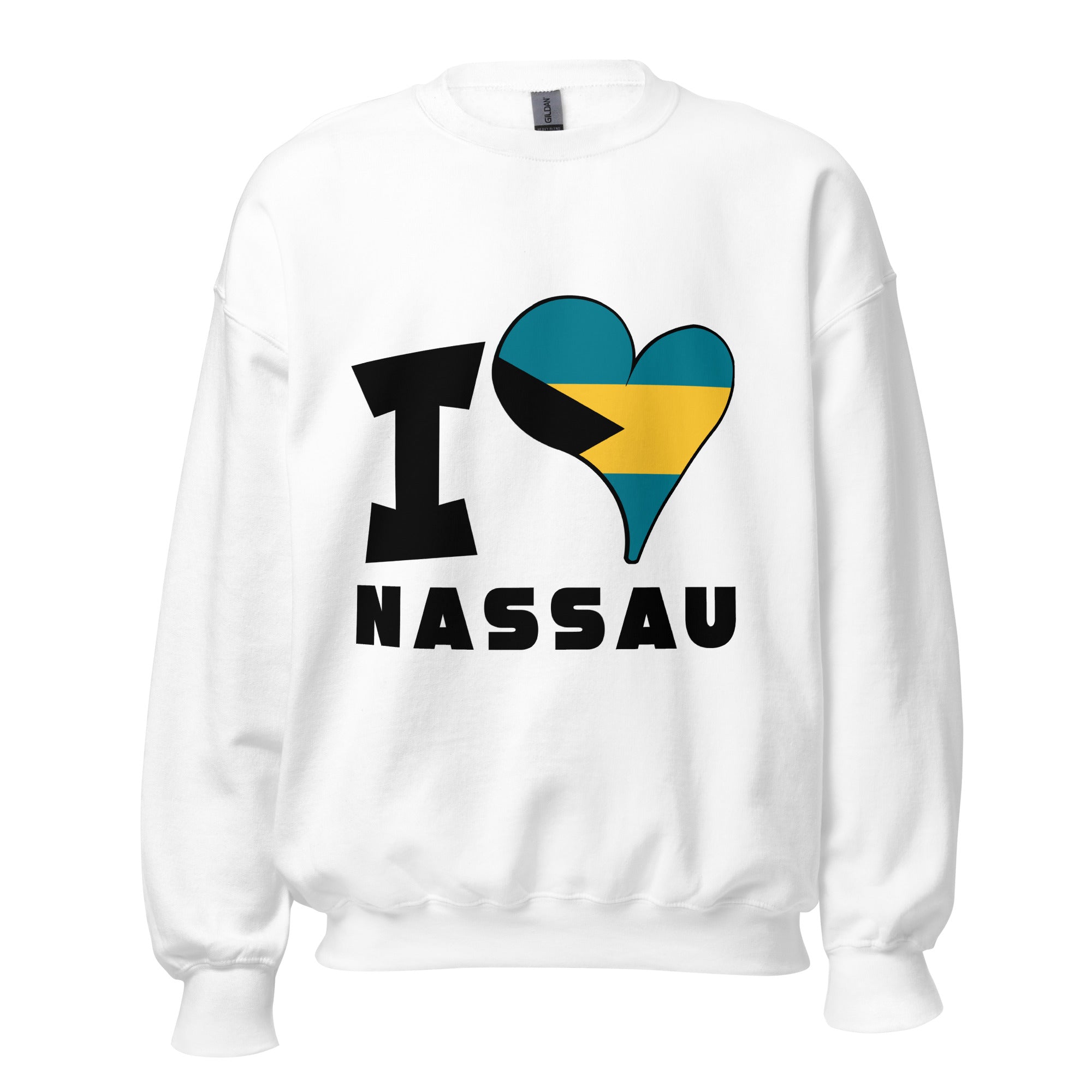 Unisex Sweatshirt - I Love Nassau Flag