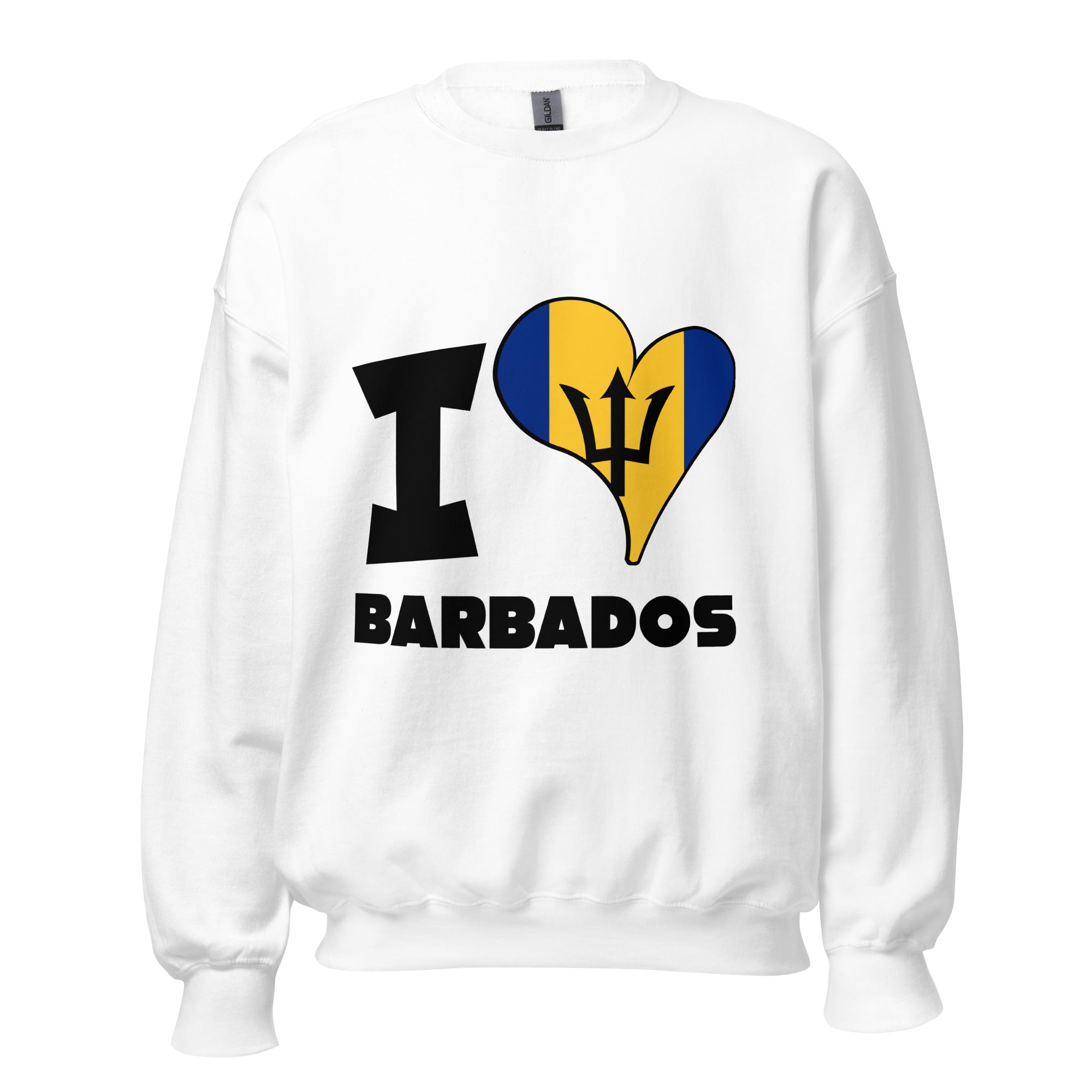 Unisex Sweatshirt - I Love Barbados Flag