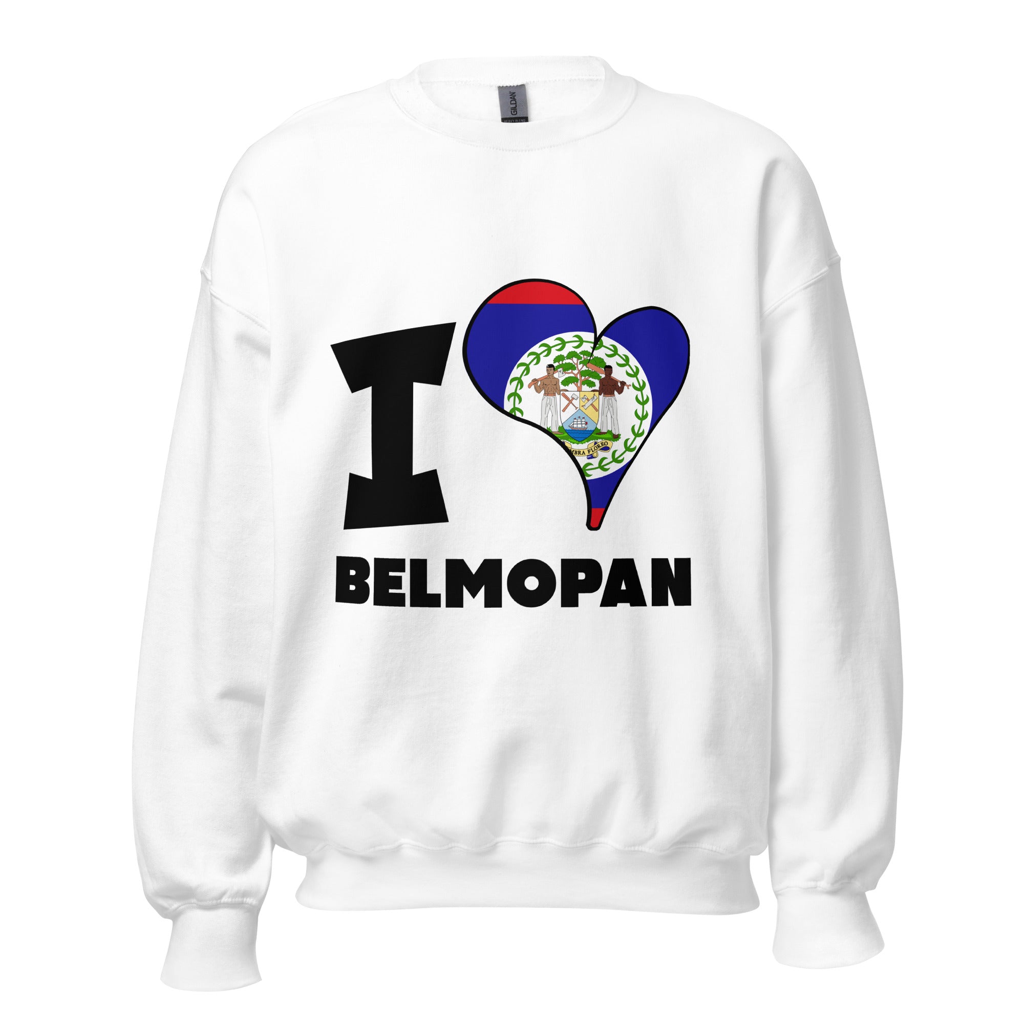 Unisex Sweatshirt - I Love Belmopan Flag