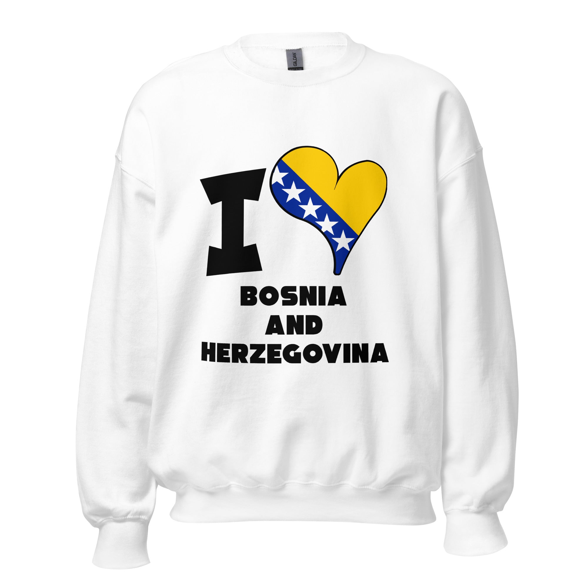 Unisex Sweatshirt - I Love Bosnia and Herzegovina Flag