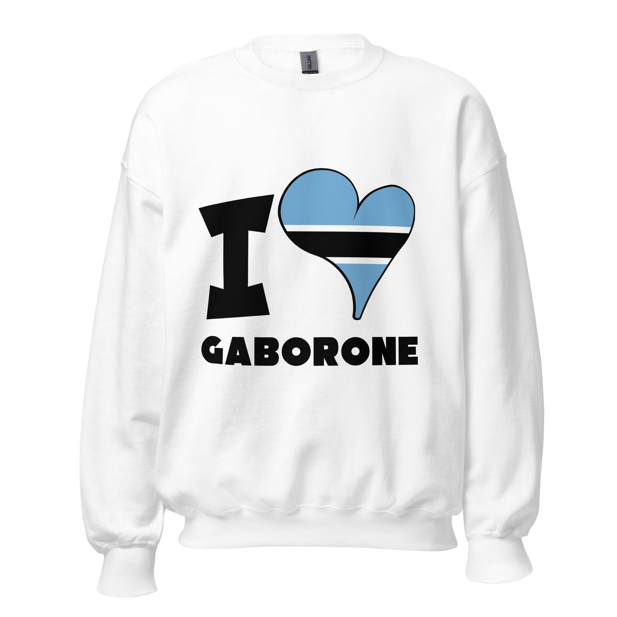 Unisex Sweatshirt - I Love Gaborone Flag