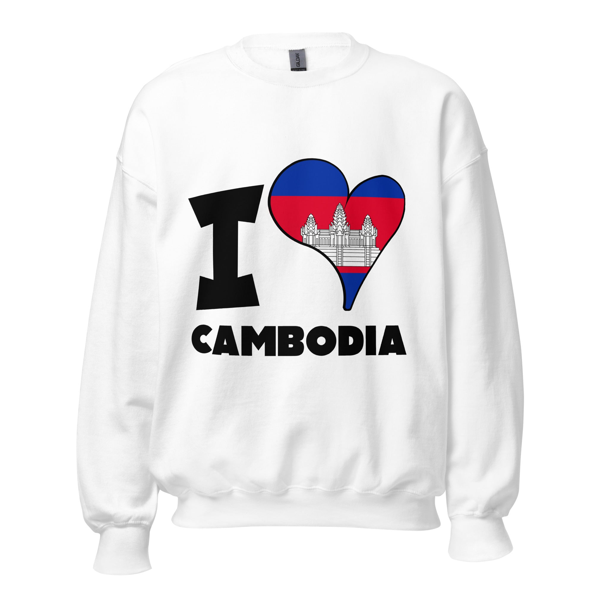 Unisex Sweatshirt - I Love Cambodia Flag