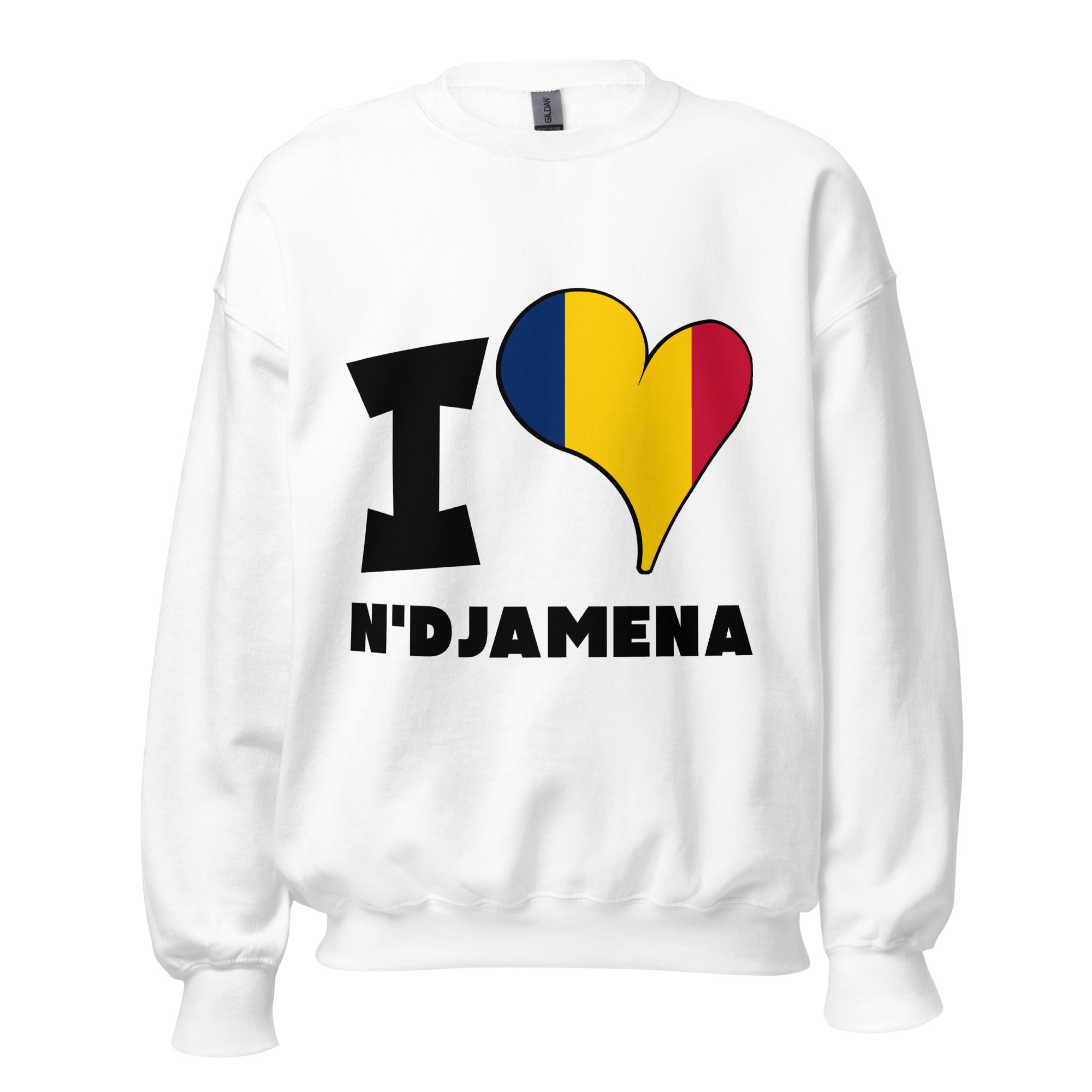 Unisex Sweatshirt - I Love N'Djamena Flag