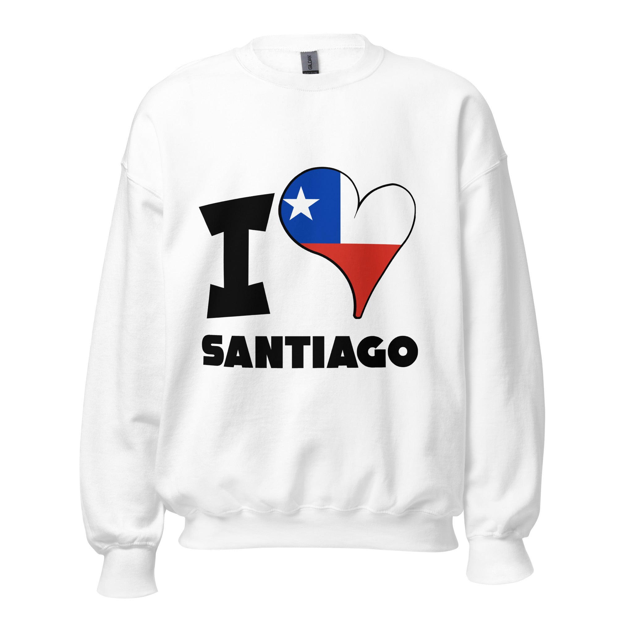 Unisex Sweatshirt - I Love Santiago Flag