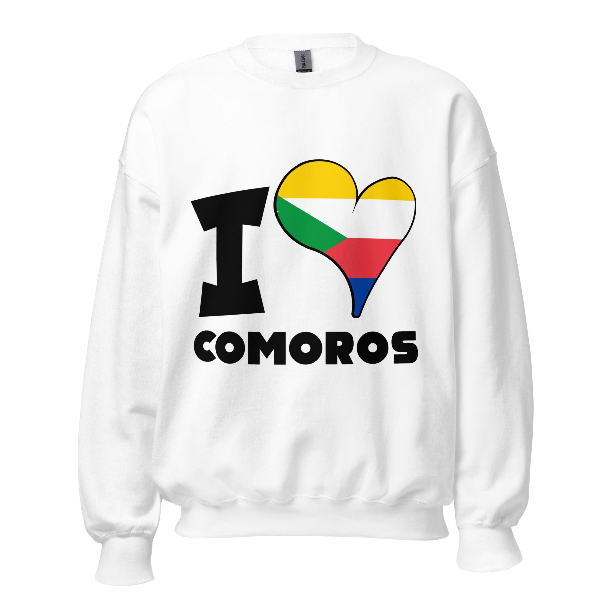 Unisex Sweatshirt - I Love Comoros Flag