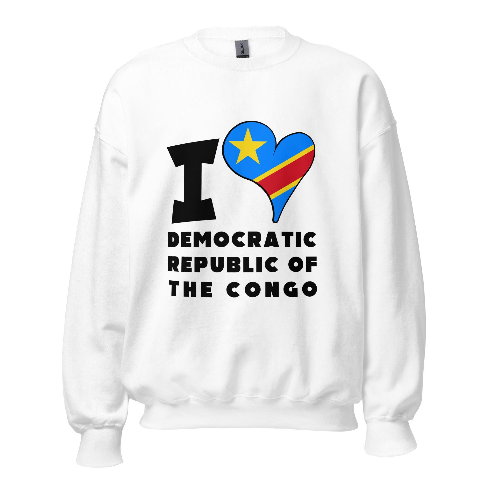 Unisex Sweatshirt - I Love Democratic Republic of the Congo Flag