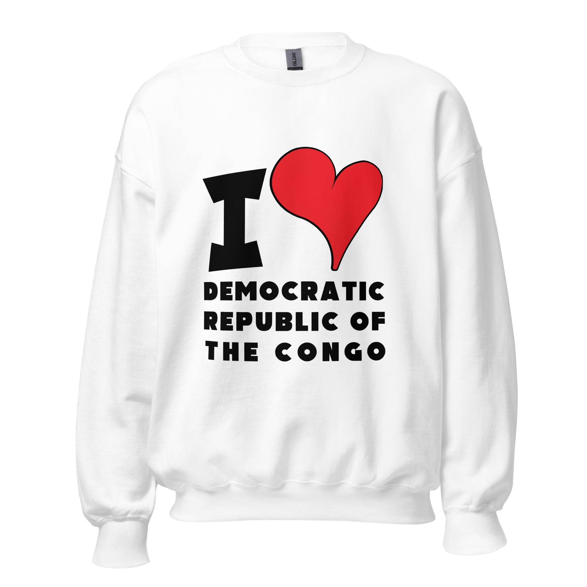 Unisex Sweatshirt - I Love Democratic Republic of the Congo Red