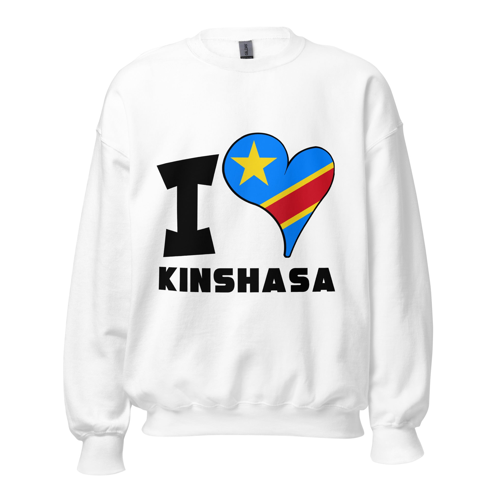 Unisex Sweatshirt - I Love Kinshasa Flag